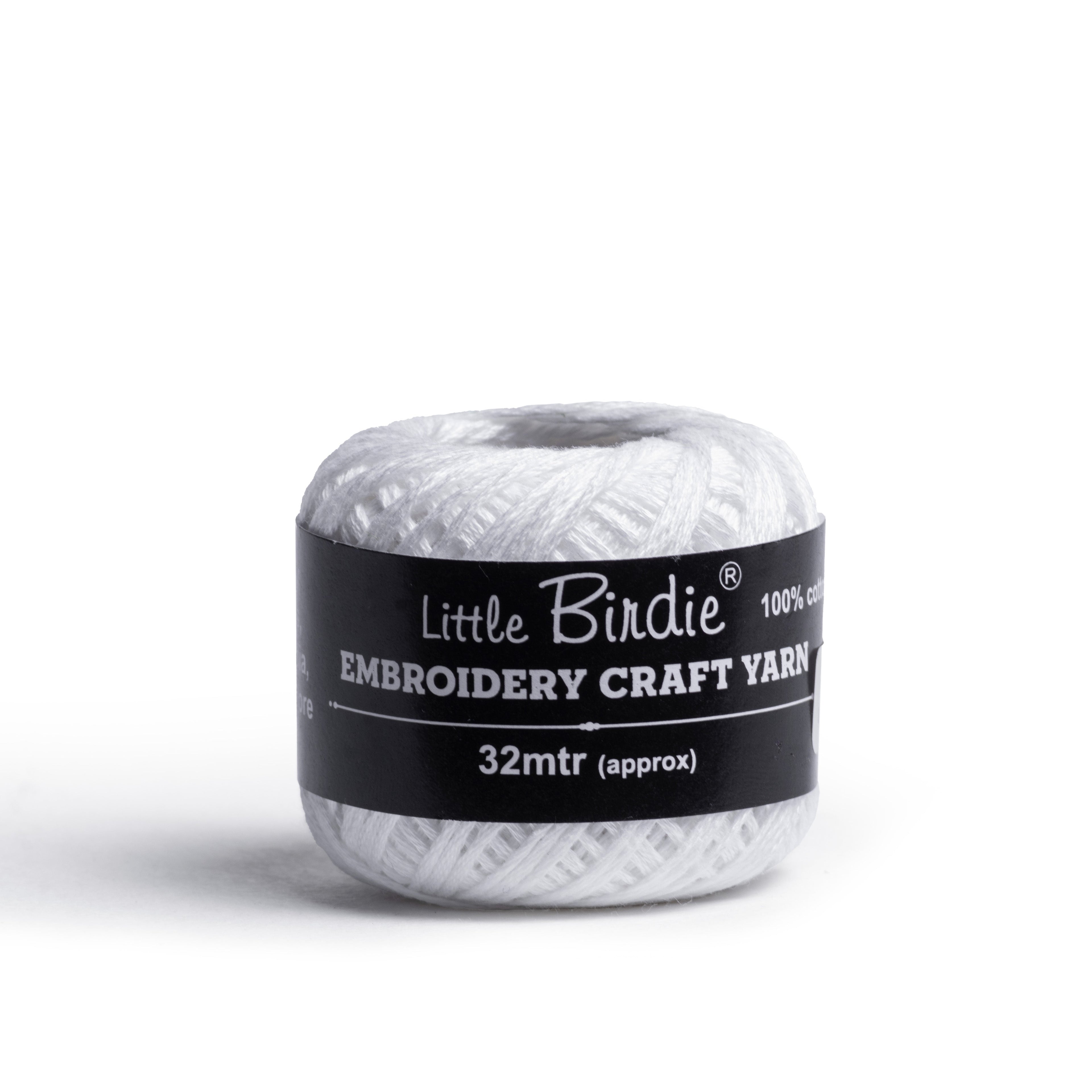Crochet & Embroidery Thread - Cotton, 6 Ply, White, Approx. 32mt, 10g Ball
