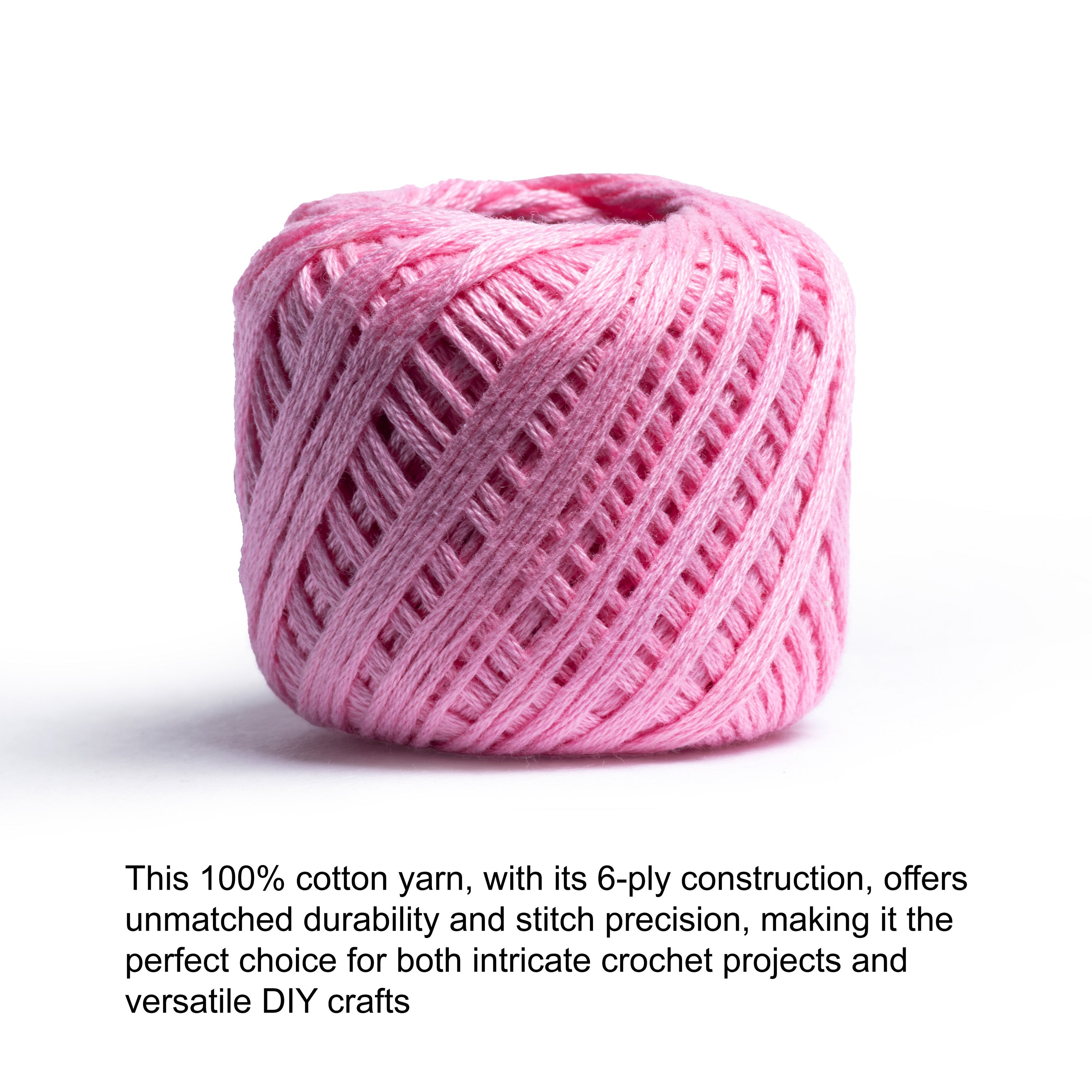 Crochet & Embroidery Thread - Cotton, 6 Ply, Light Pink, Approx. 32mt Ball