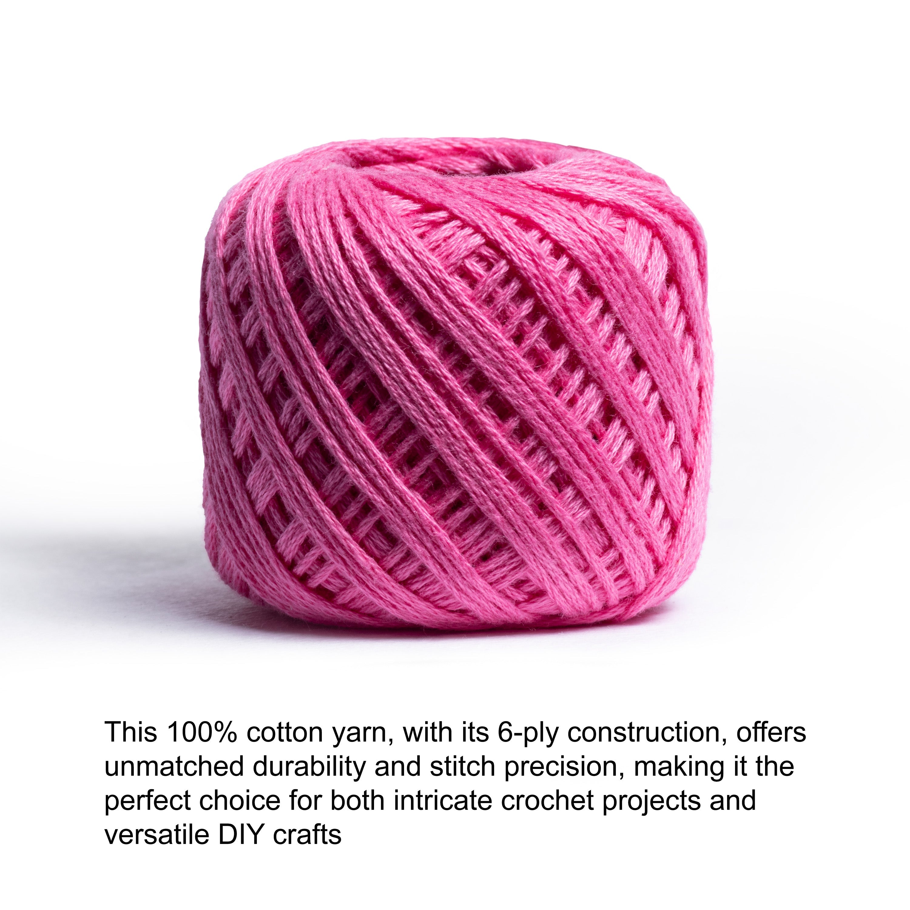 Crochet & Embroidery Thread - Cotton, 6 Ply, Medium Pink, Approx. 32mt Ball