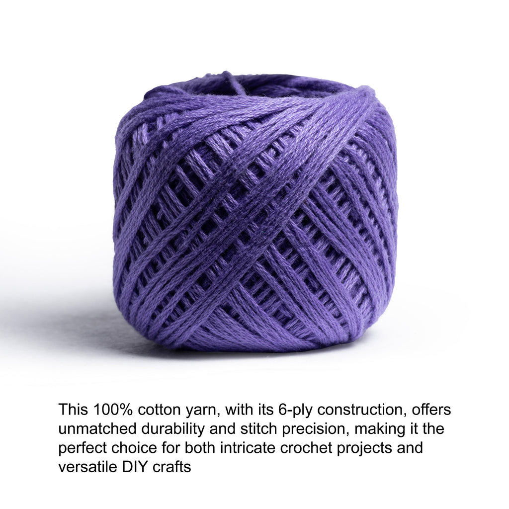 Crochet & Embroidery Thread - Cotton, 6 Ply, Purple, Approx. 32mt Ball
