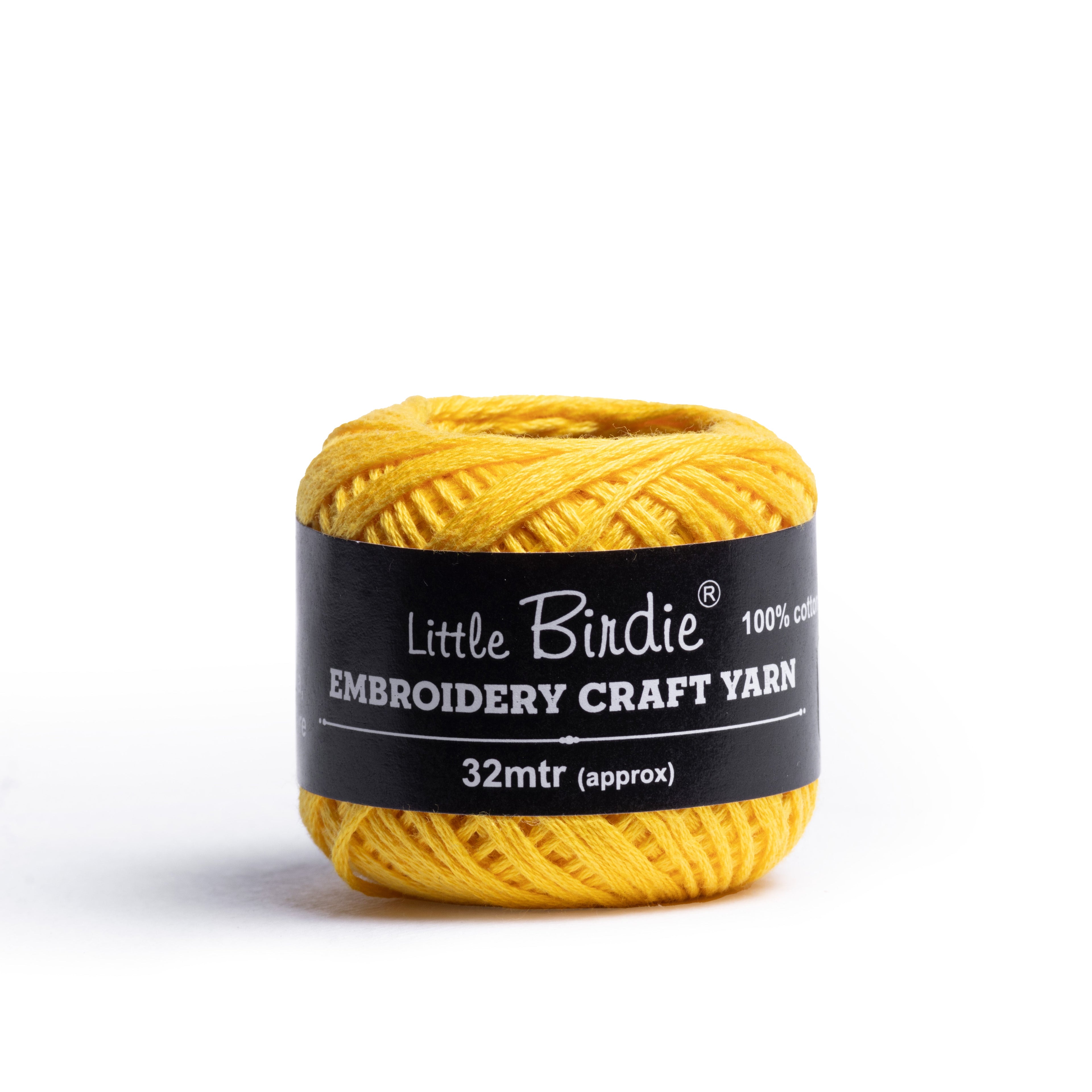 Crochet & Embroidery Thread - Cotton, 6 Ply, Sunny Yellow, Approx. 32mt Ball