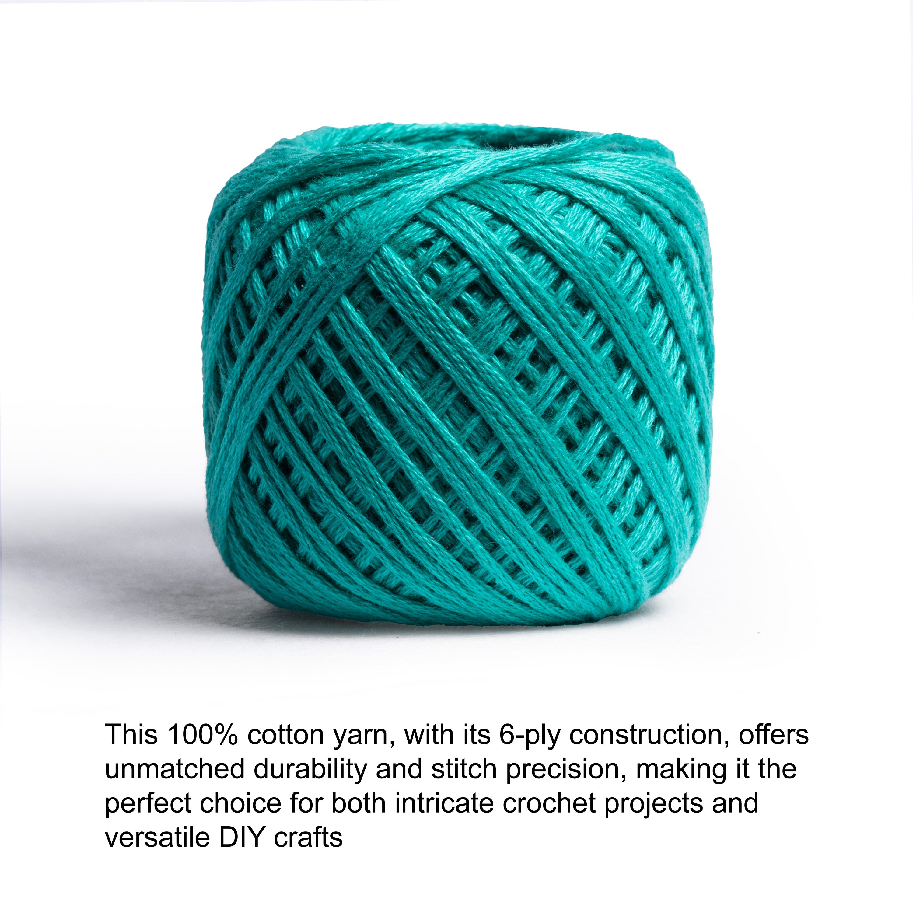 Crochet & Embroidery Thread - Cotton, 6 Ply, Teal, Approx. 32m Ball