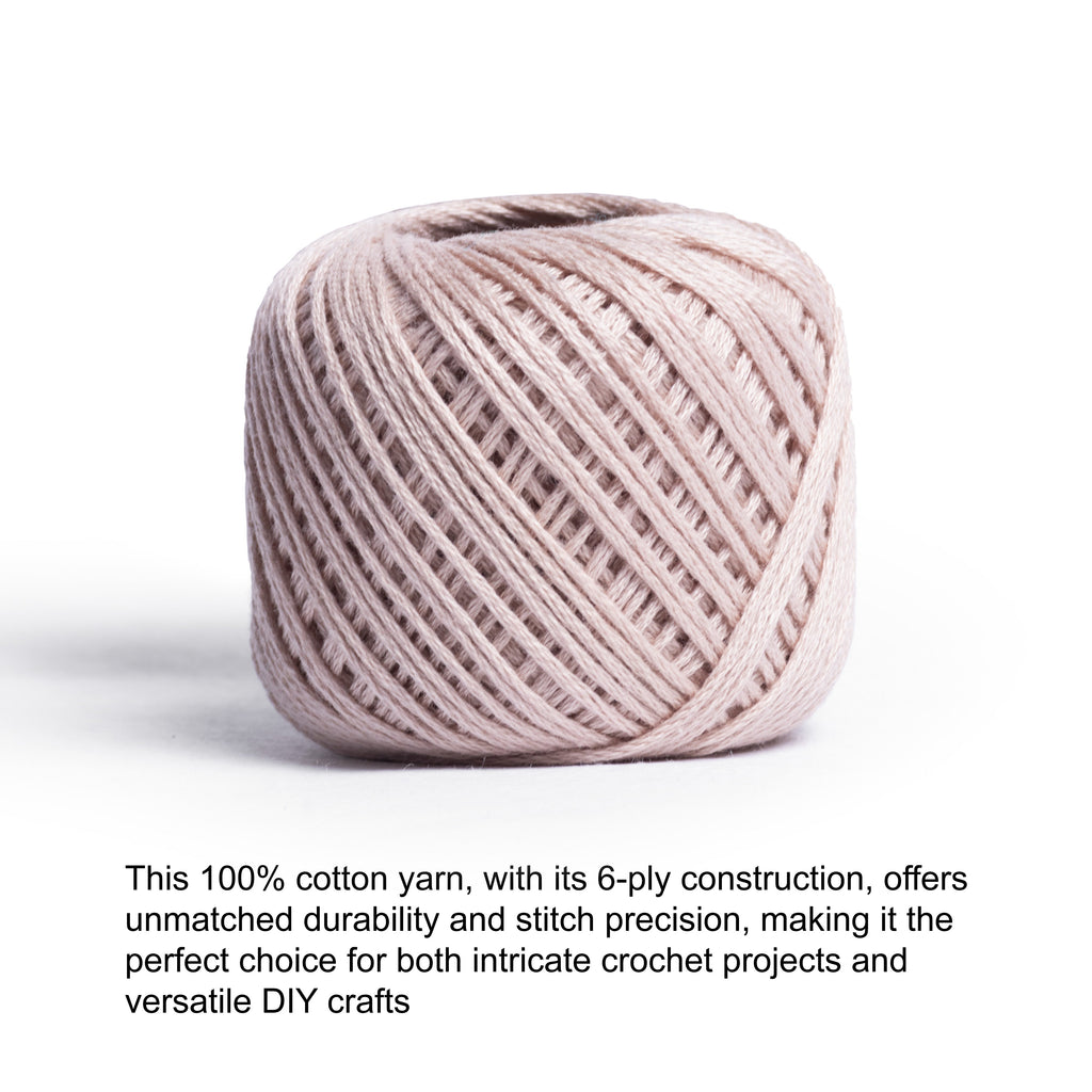 Crochet & Embroidery Thread - Cotton, 6 Ply, Beige. Approx. 32mt Ball