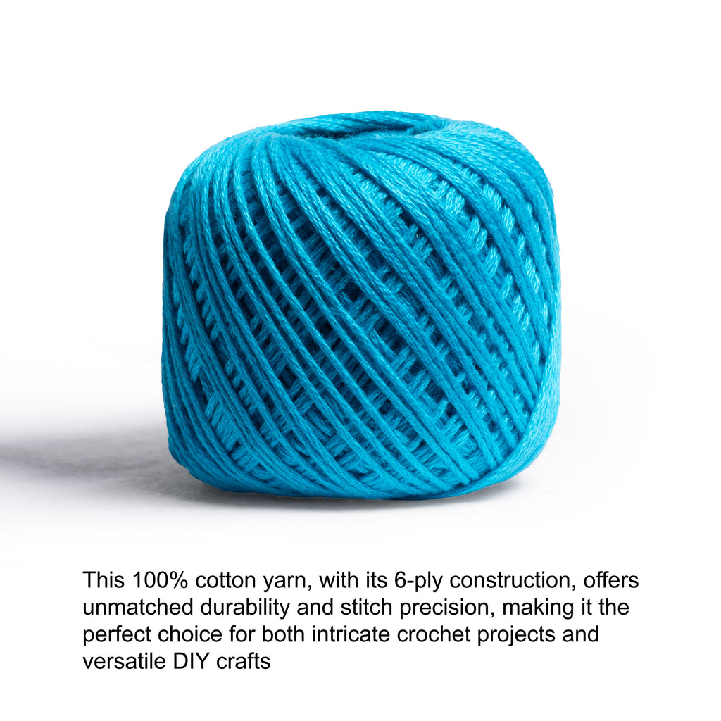 Crochet & Embroidery Thread - Cotton, 6 Ply, Blue, Approx. 32mt Ball