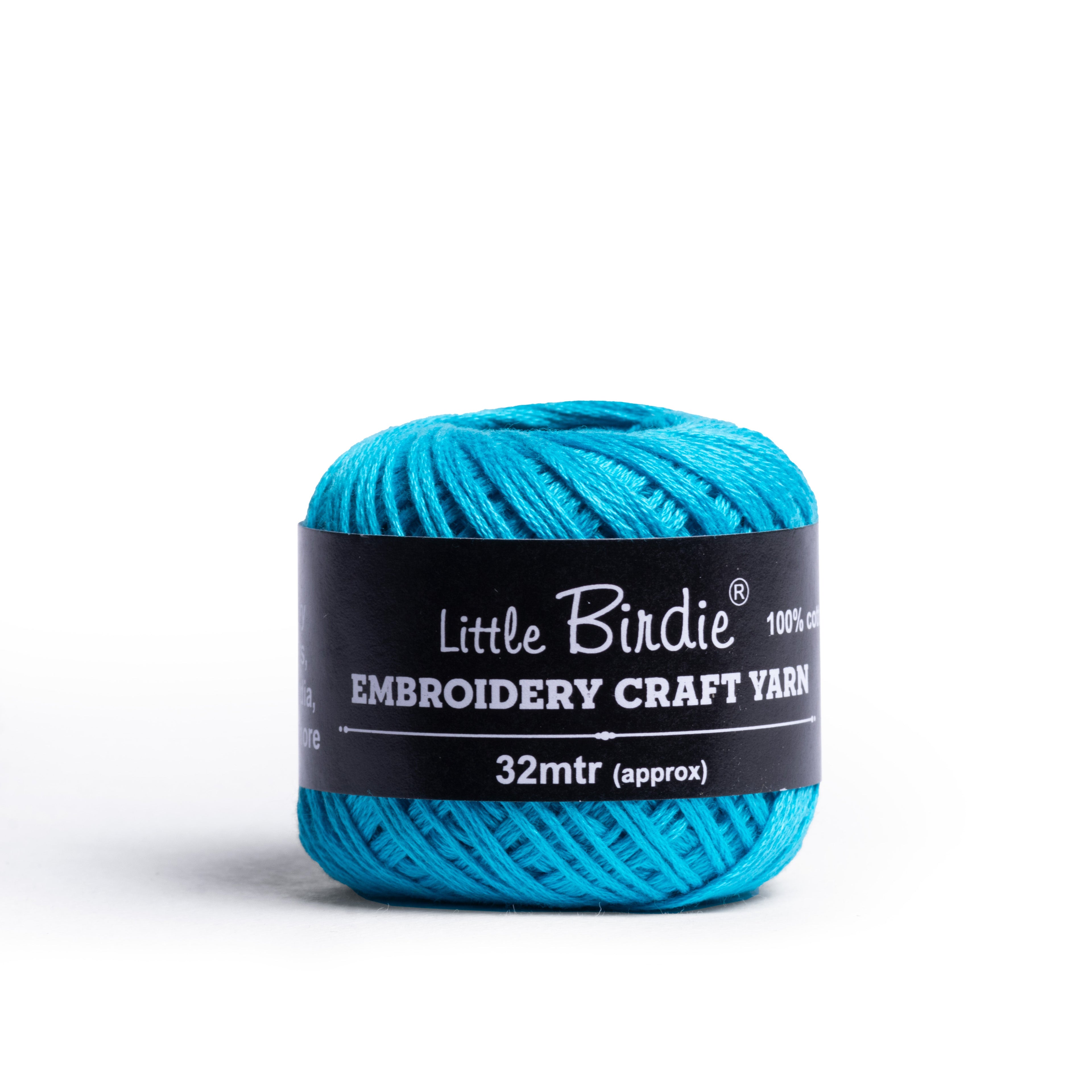 Crochet & Embroidery Thread - Cotton, 6 Ply, Blue, Approx. 32mt Ball
