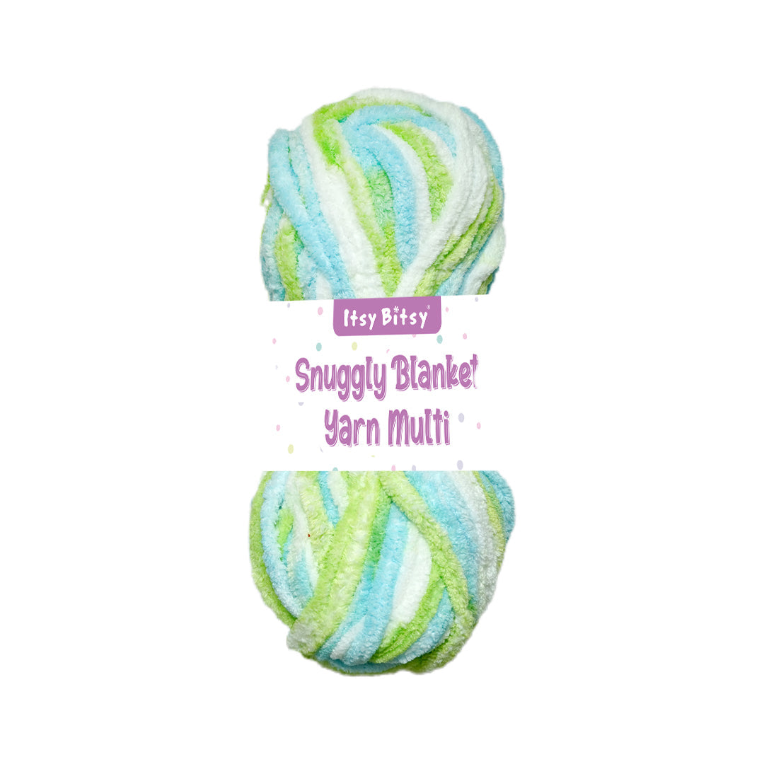 Snuggly Blanket Knitting/Crochet Yarn 100% Polyester Aqua green Multi Colour 50m 100g