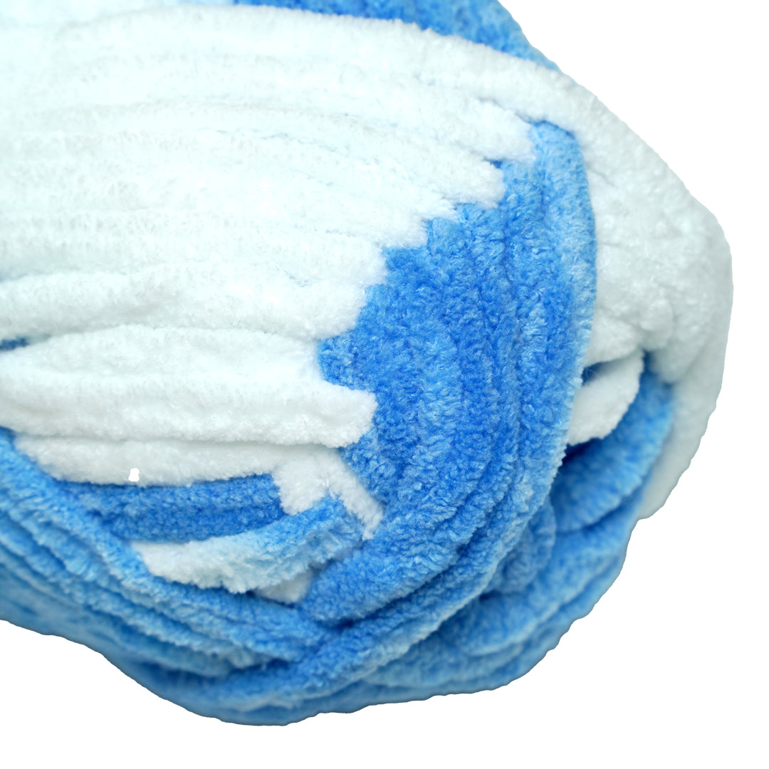 Snuggly Blanket Knitting/Crochet Yarn 100% Polyester Blue snow Multi Colour 50m 100g
