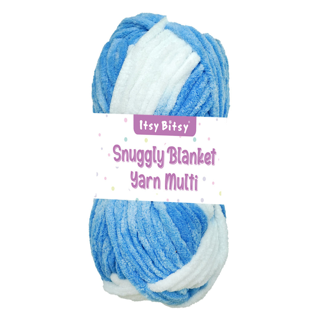 Snuggly Blanket Knitting/Crochet Yarn 100% Polyester Blue snow Multi Colour 50m 100g