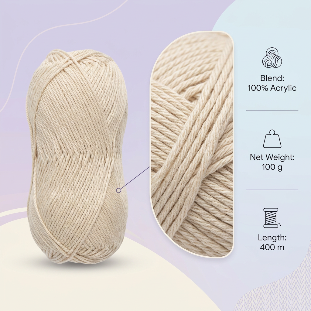 Cotton Comfy Knitting/Crochet Yarn 100% Cotton Stonewall 169m 100g