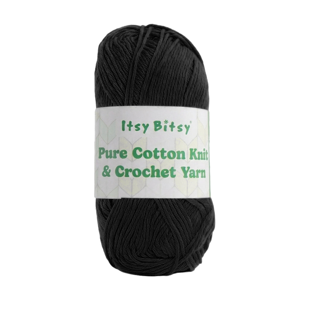 Cotton Comfy Knitting/Crochet Yarn 100% Cotton Jet Black 169m 100g