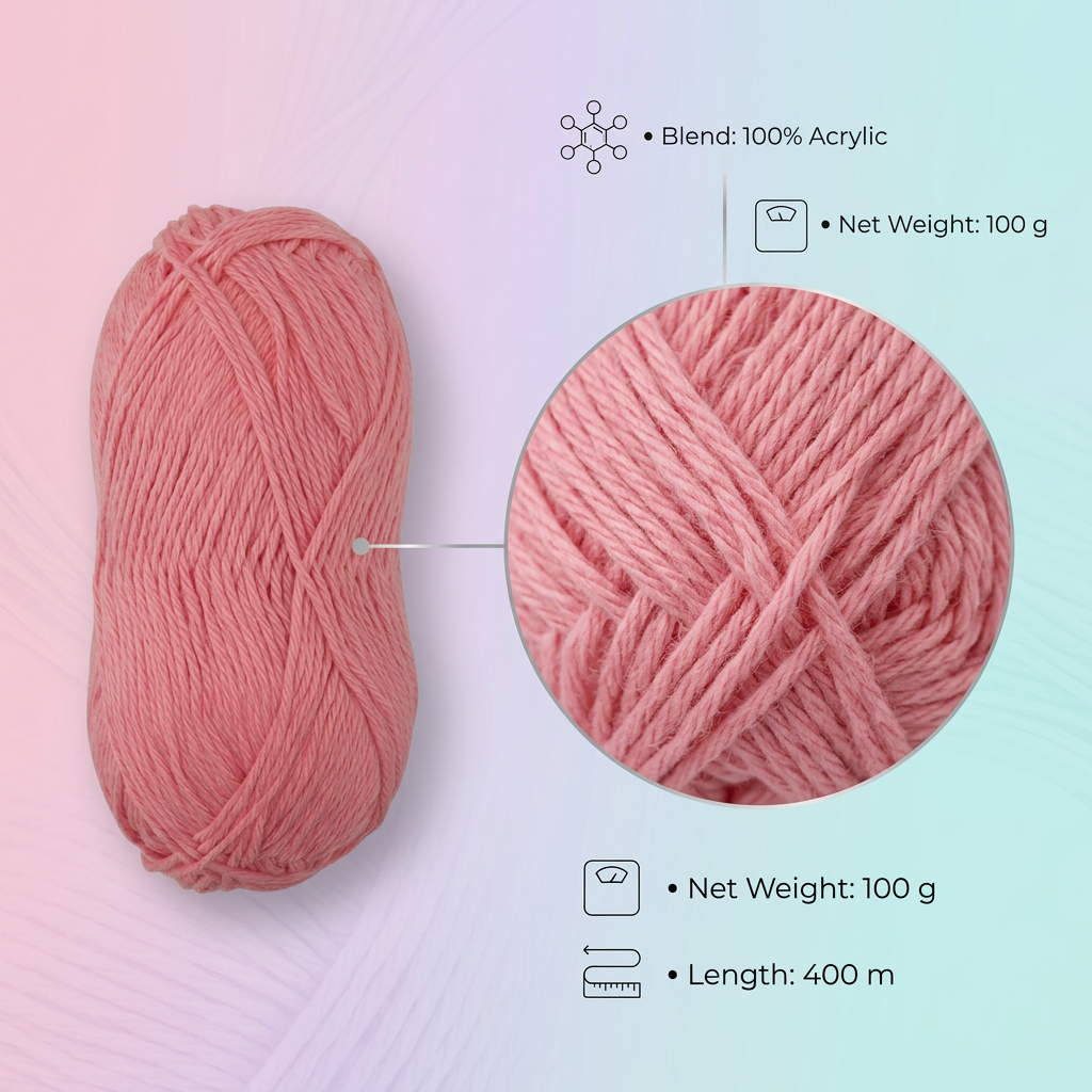 Cotton Comfy Knitting/Crochet Yarn 100% Cotton Rose Bud 169m 100g
