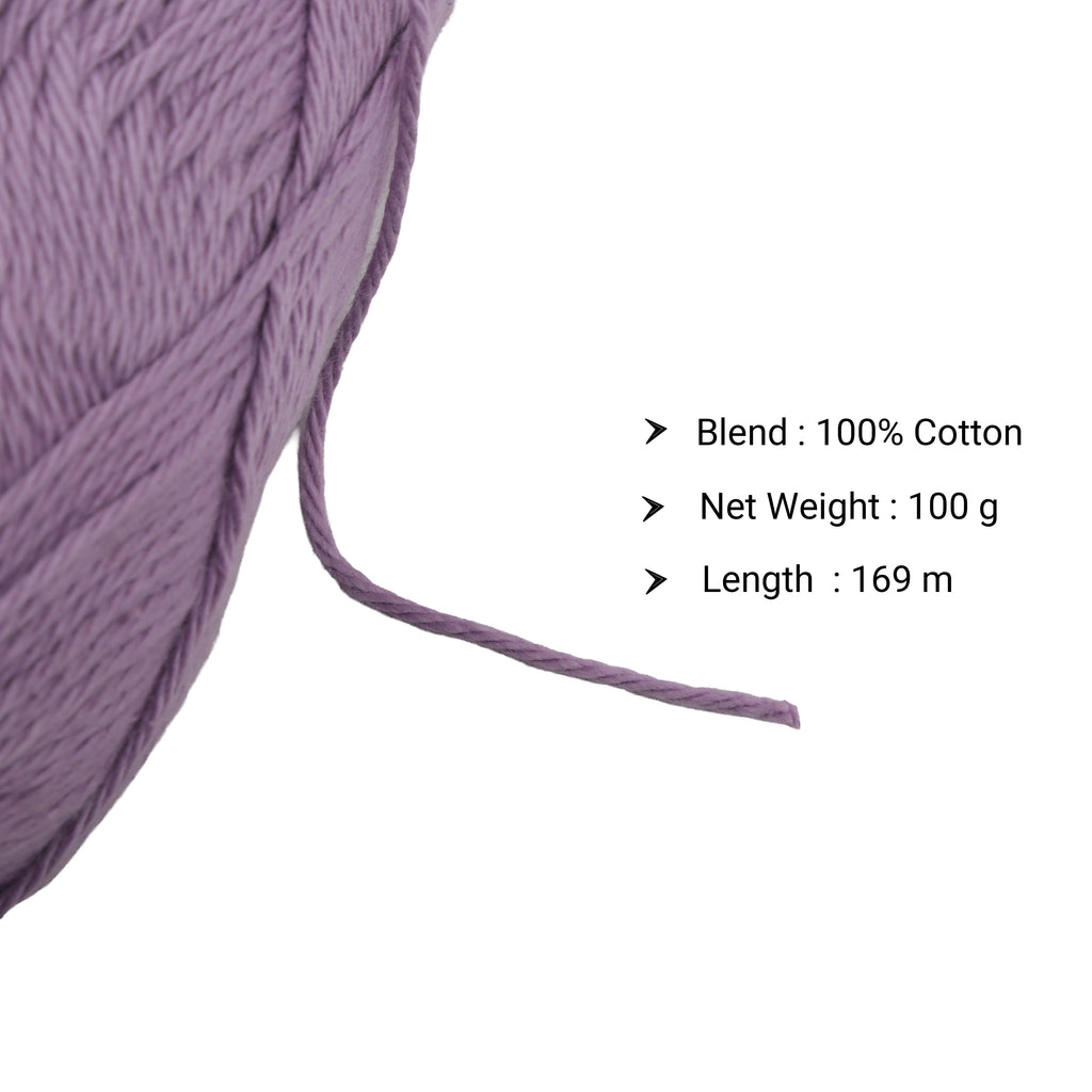 Cotton Comfy Knitting/Crochet Yarn 100% Cotton Dusty Amethyst 169m 100g