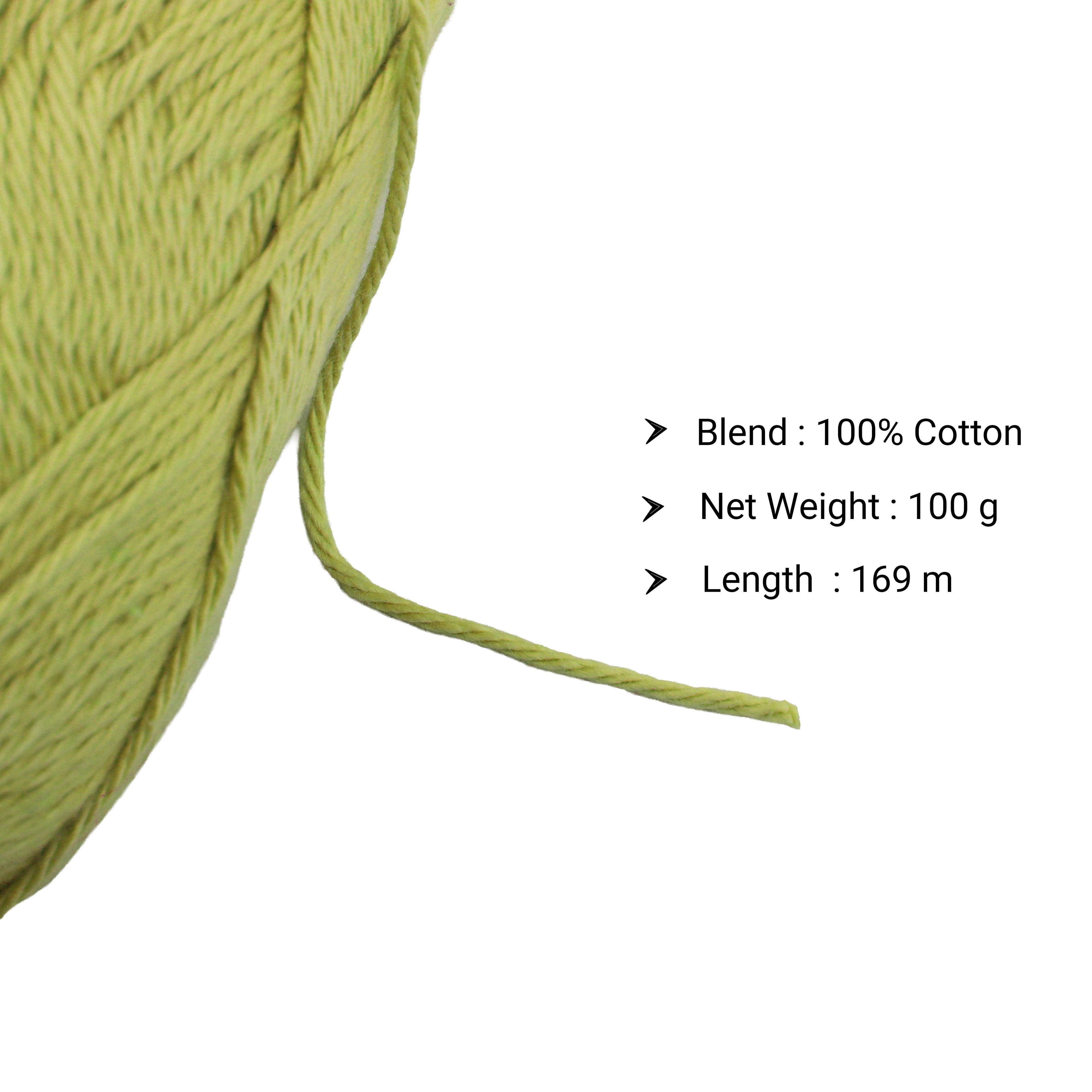 Cotton Comfy Knitting/Crochet Yarn 100% Cotton Celery 169m 100g