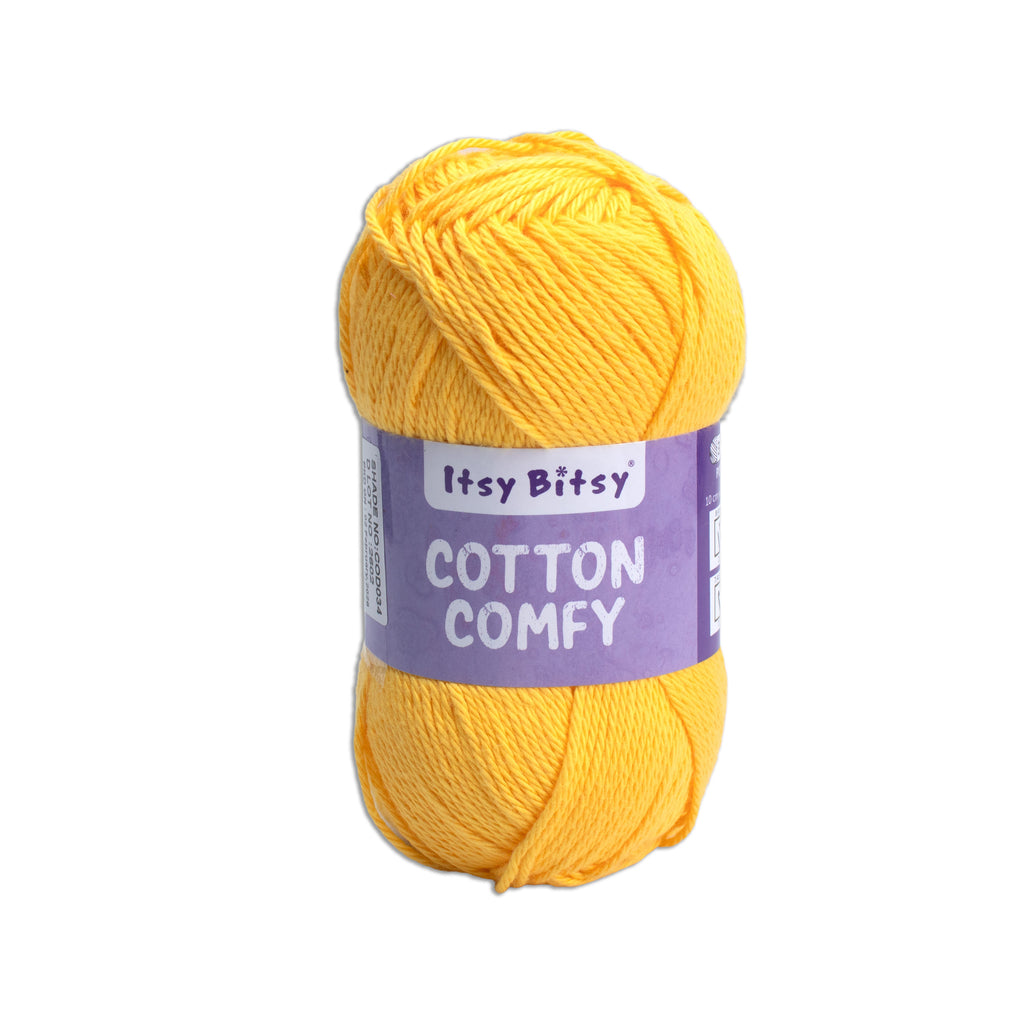 Cotton Comfy Knitting/Crochet Yarn 100% Cotton Bright Yellow 169m 100g