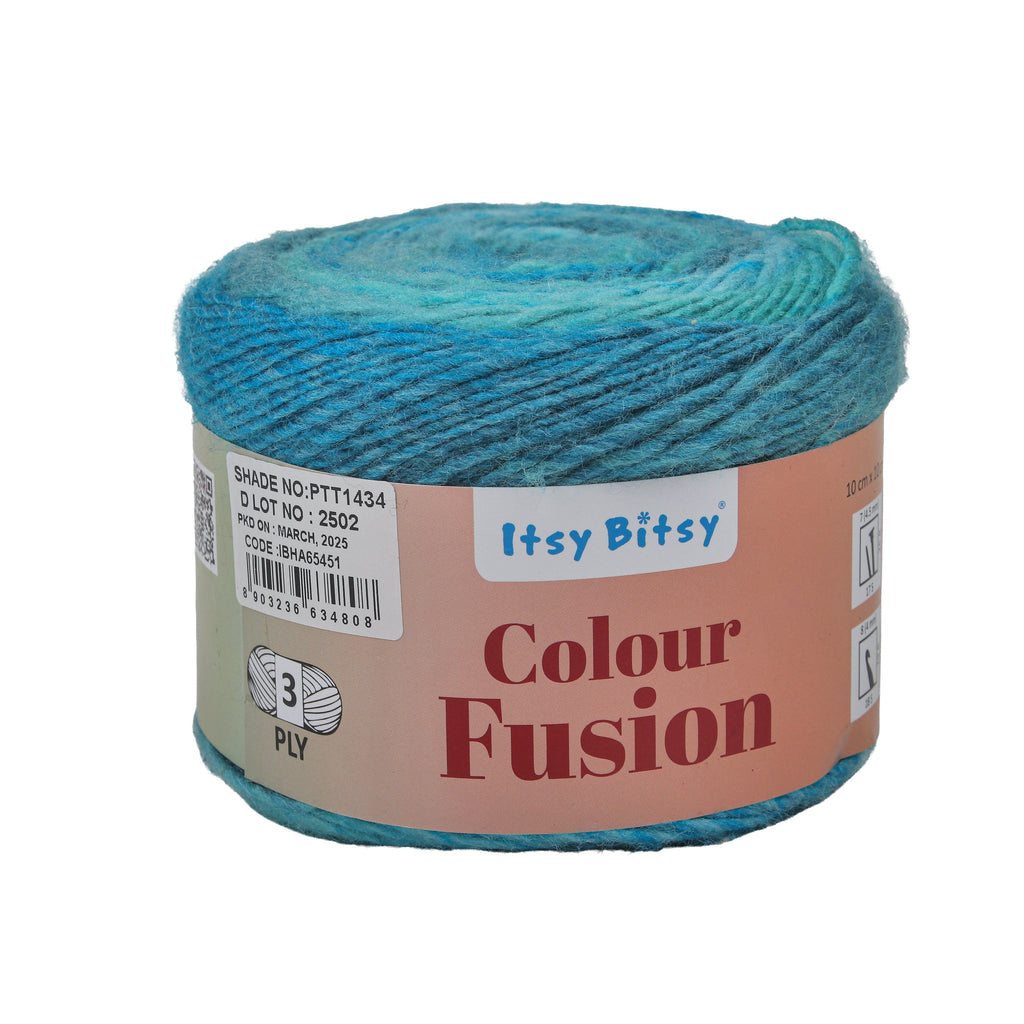 Colour Fusion Knitting/Crochet Yarn 100% Acrylic Blue Wave 290m 100g
