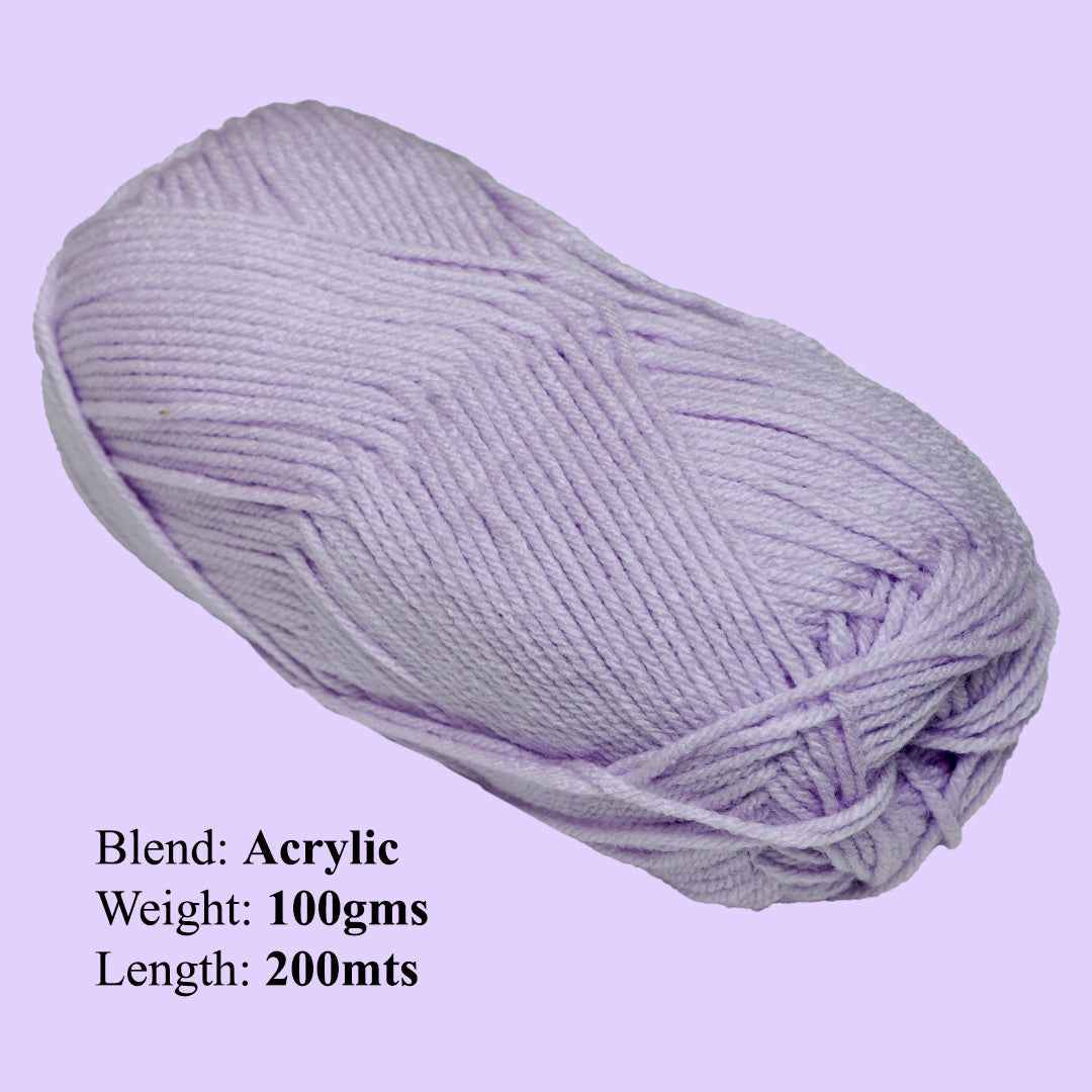 Velvet Touch Knitting/Crochet Yarn 100% Acrylic Lilac 200m 100g