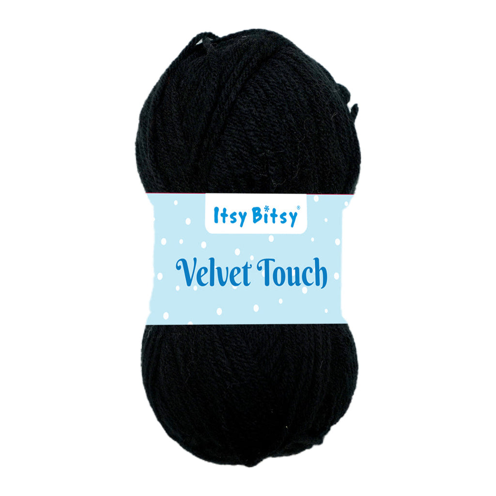 Velvet Touch Knitting/Crochet Yarn 100% Acrylic Jet Black 200m 100g