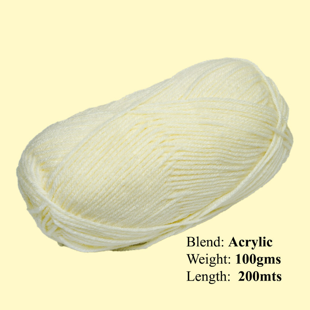 Velvet Touch Knitting/Crochet Yarn 100% Acrylic White 200m 100g