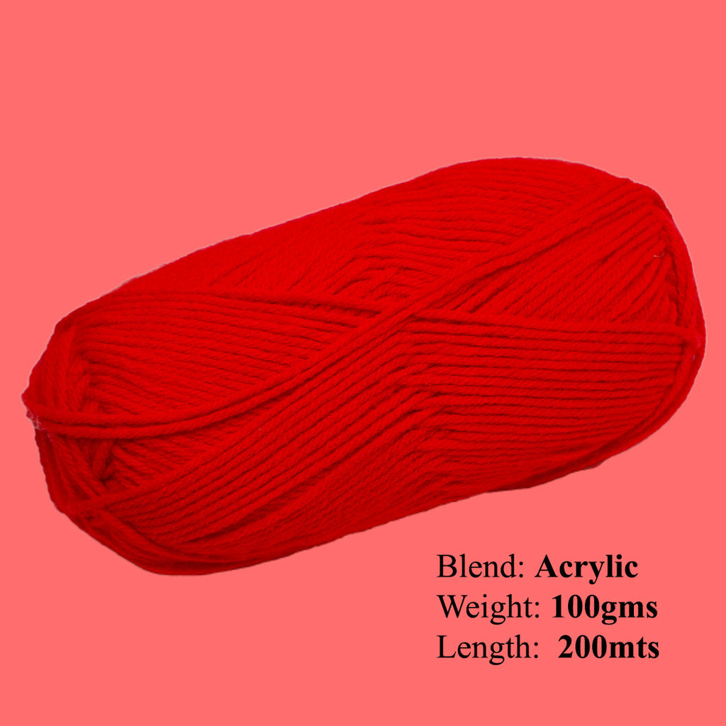 Velvet Touch Knitting/Crochet Yarn 100% Acrylic Red 200m 100g