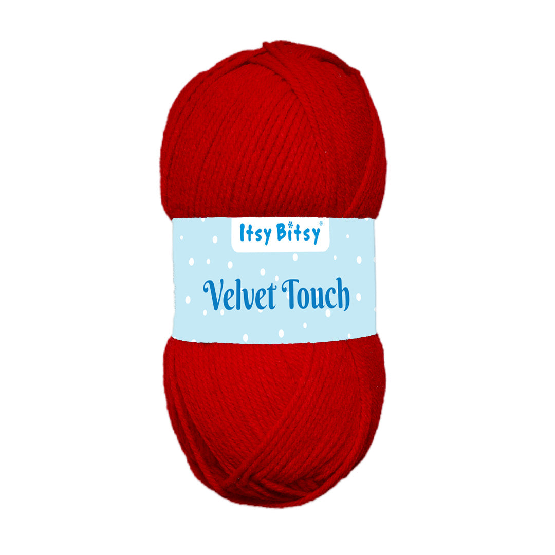 Velvet Touch Knitting/Crochet Yarn 100% Acrylic Red 200m 100g