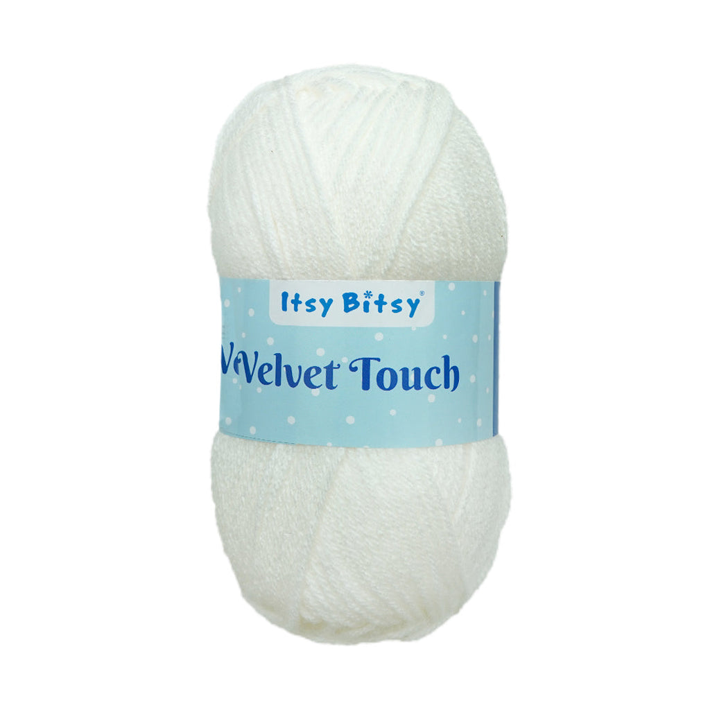 Velvet Touch Knitting/Crochet Yarn 100% Acrylic Lurex - White 200m 100g
