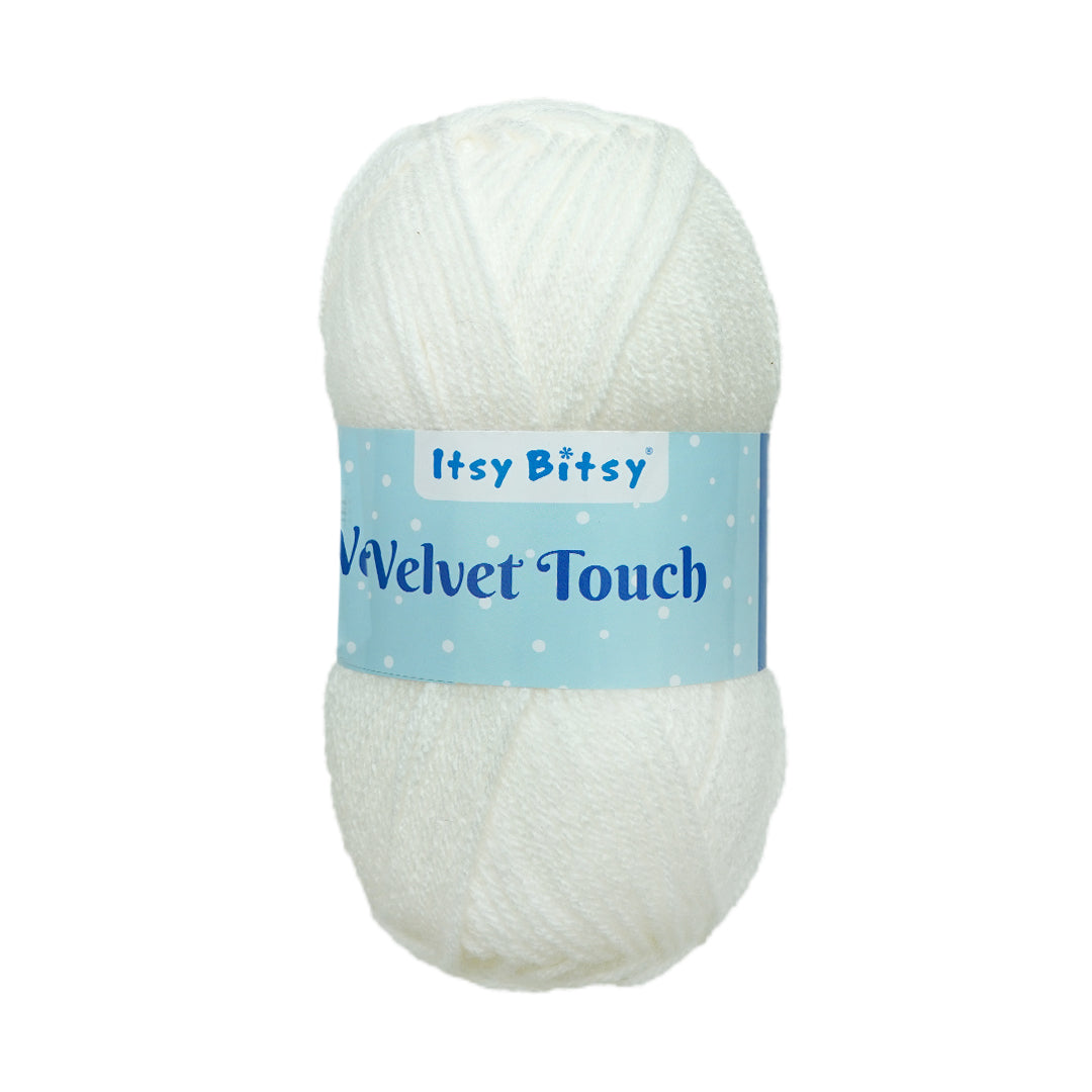 Velvet Touch Knitting/Crochet Yarn 100% Acrylic Lurex - White 200m 100g