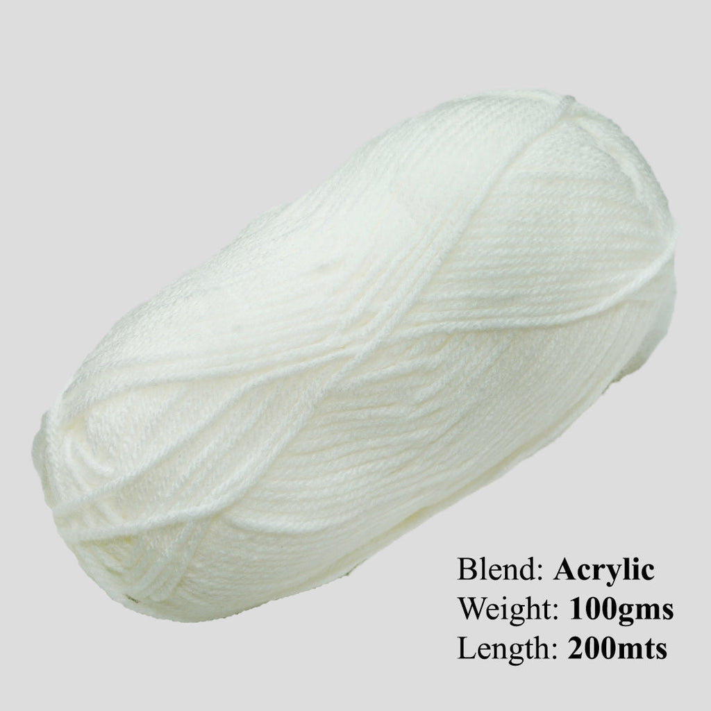 Velvet Touch Knitting/Crochet Yarn 100% Acrylic Lurex - White 200m 100g