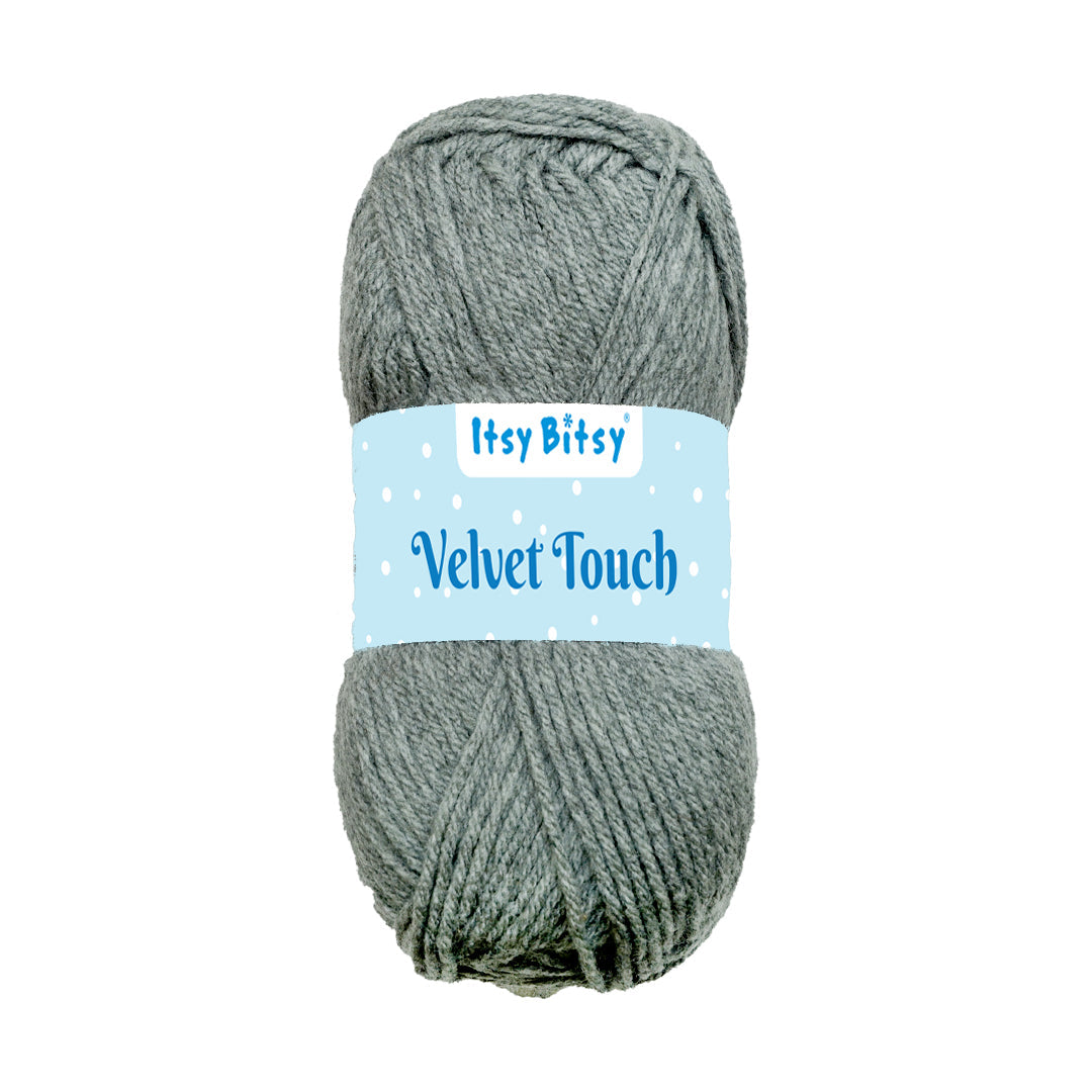 Velvet Touch Knitting/Crochet Yarn 100% Acrylic Grey Melange 200m 100g