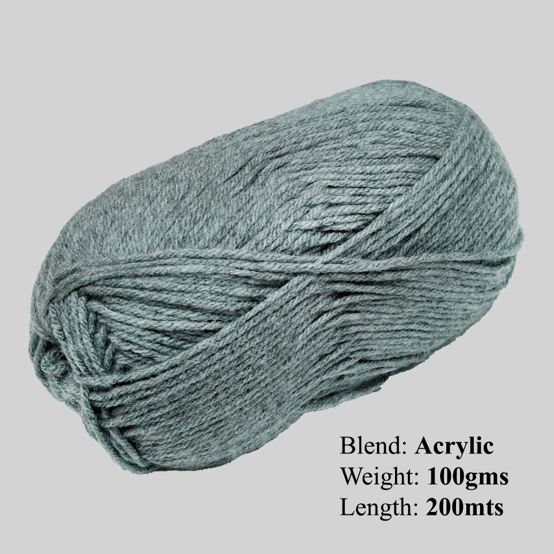 Velvet Touch Knitting/Crochet Yarn 100% Acrylic Grey Melange 200m 100g