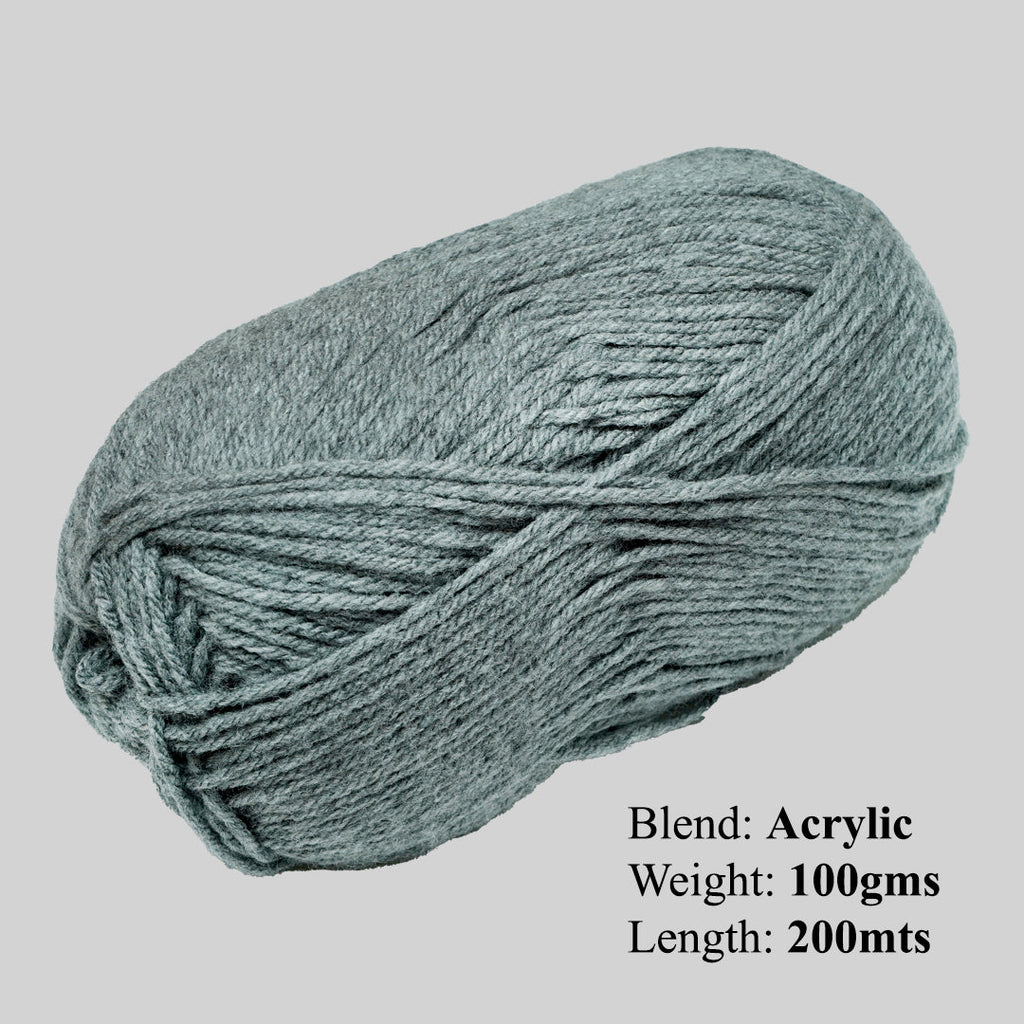 Velvet Touch Knitting/Crochet Yarn 100% Acrylic Grey Melange 200m 100g