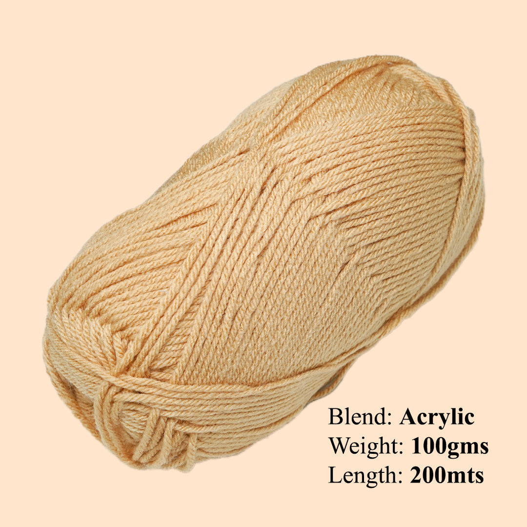 Velvet Touch Knitting/Crochet Yarn 100% Acrylic Light Beige 200m 100g