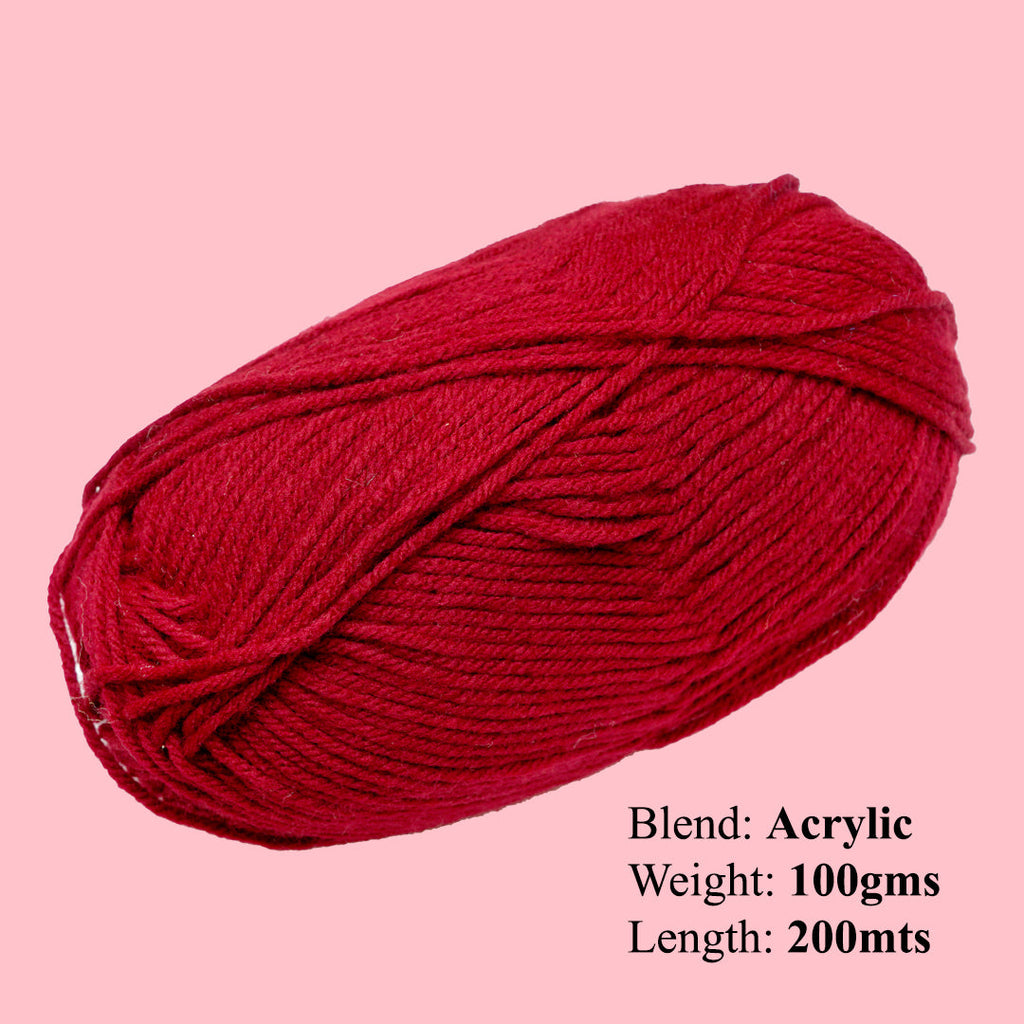 Velvet Touch Knitting/Crochet Yarn 100% Acrylic Burnt Red 200m 100g