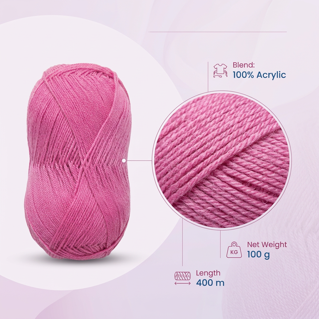 Crochet Magic Knitting/Crochet Yarn 100% Acrylic Fuchsia 400m 100g