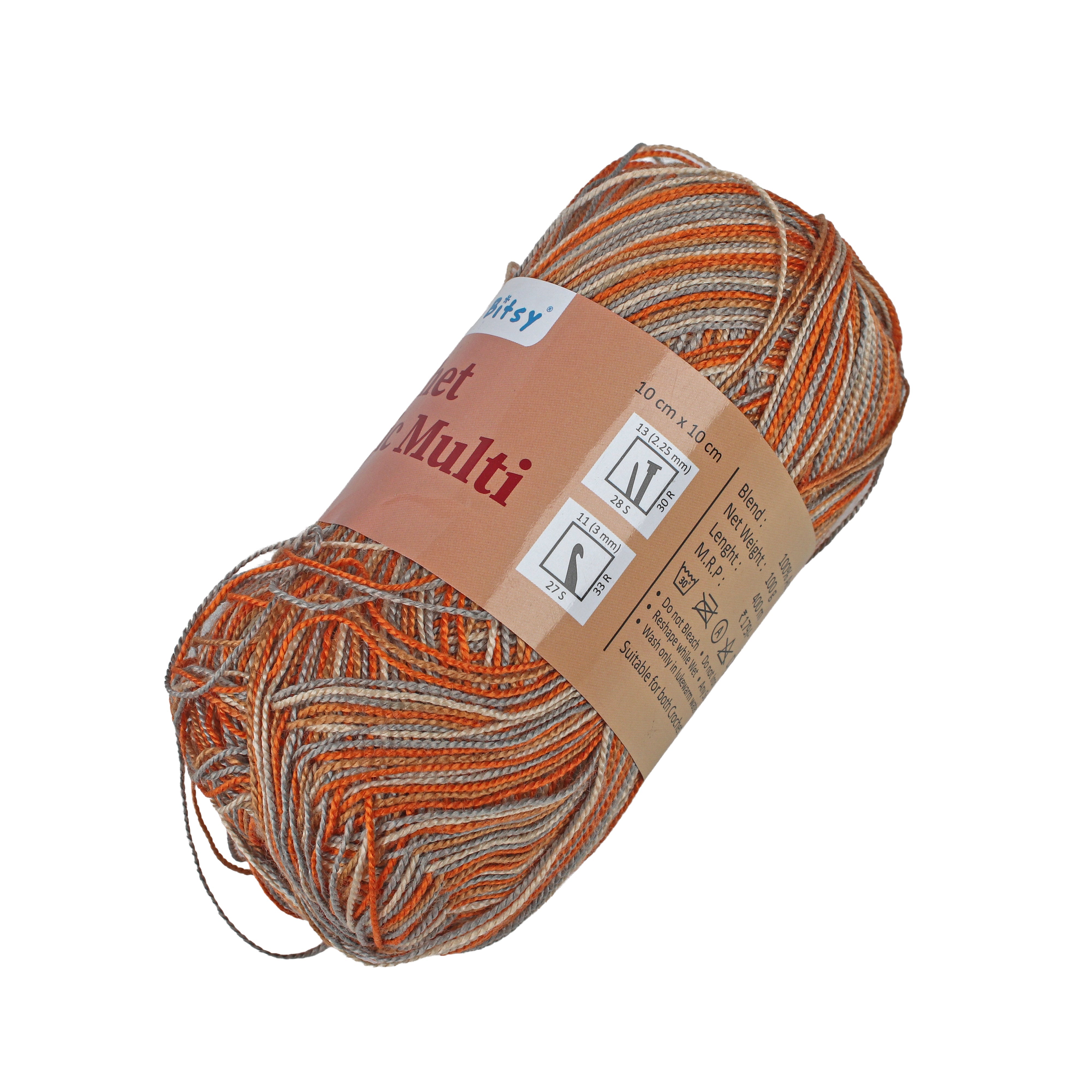 Crochet Magic Knitting/Crochet Multi Yarn 100% Acrylic Orange Granite 400m 100g