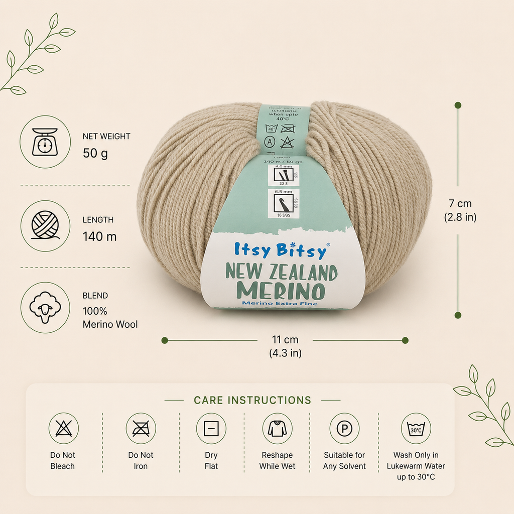 New Zealand Merino Knitting/Crochet Yarn 100% Merino Wool Sage Green 140m 50g