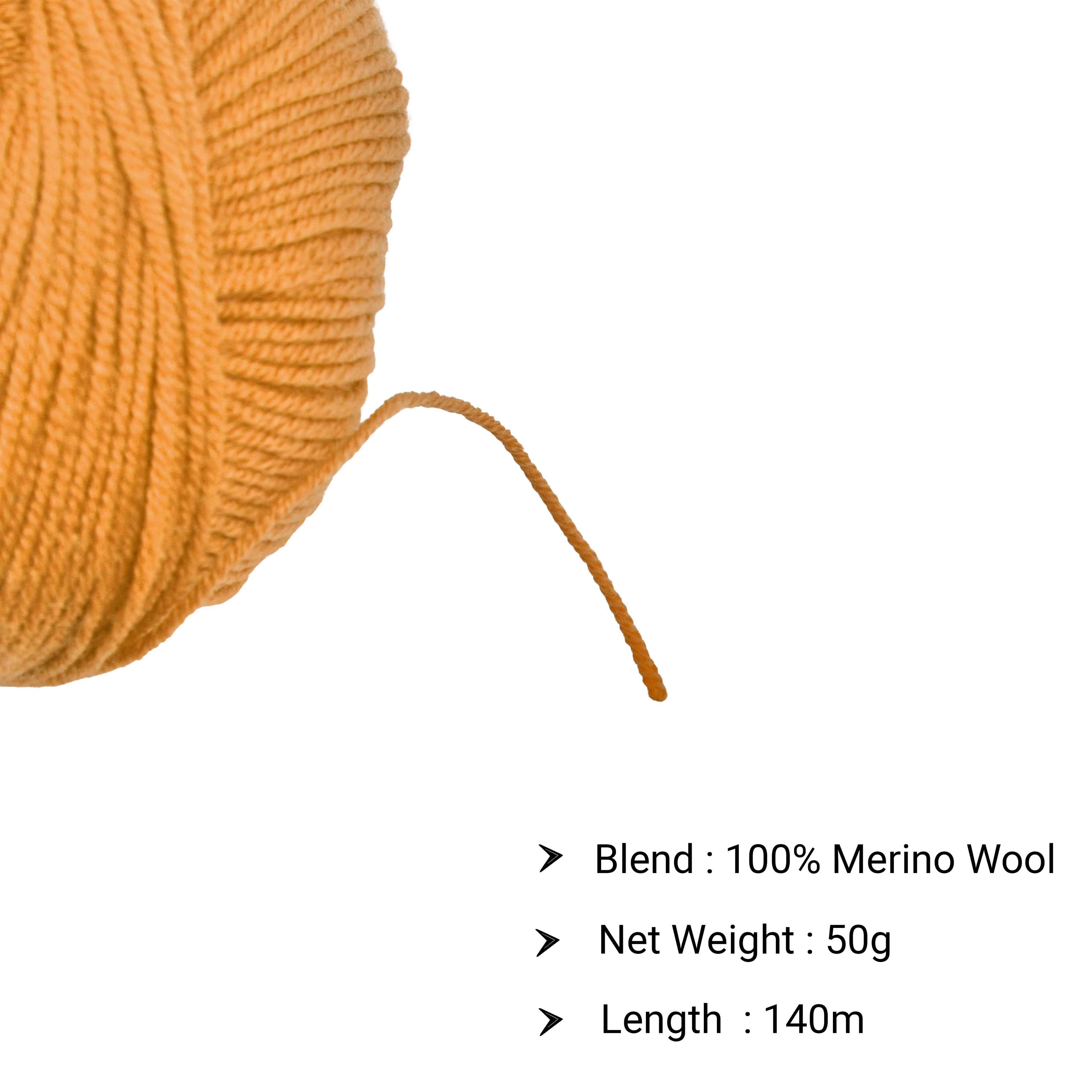 New Zealand Merino Knitting/Crochet Yarn 100% Merino Wool Dusty Orange 140m 50g