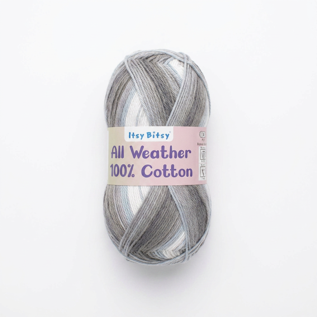 All Weather 100% Cotton Knitting/Crochet Yarn Snow Mountain 210m 100g