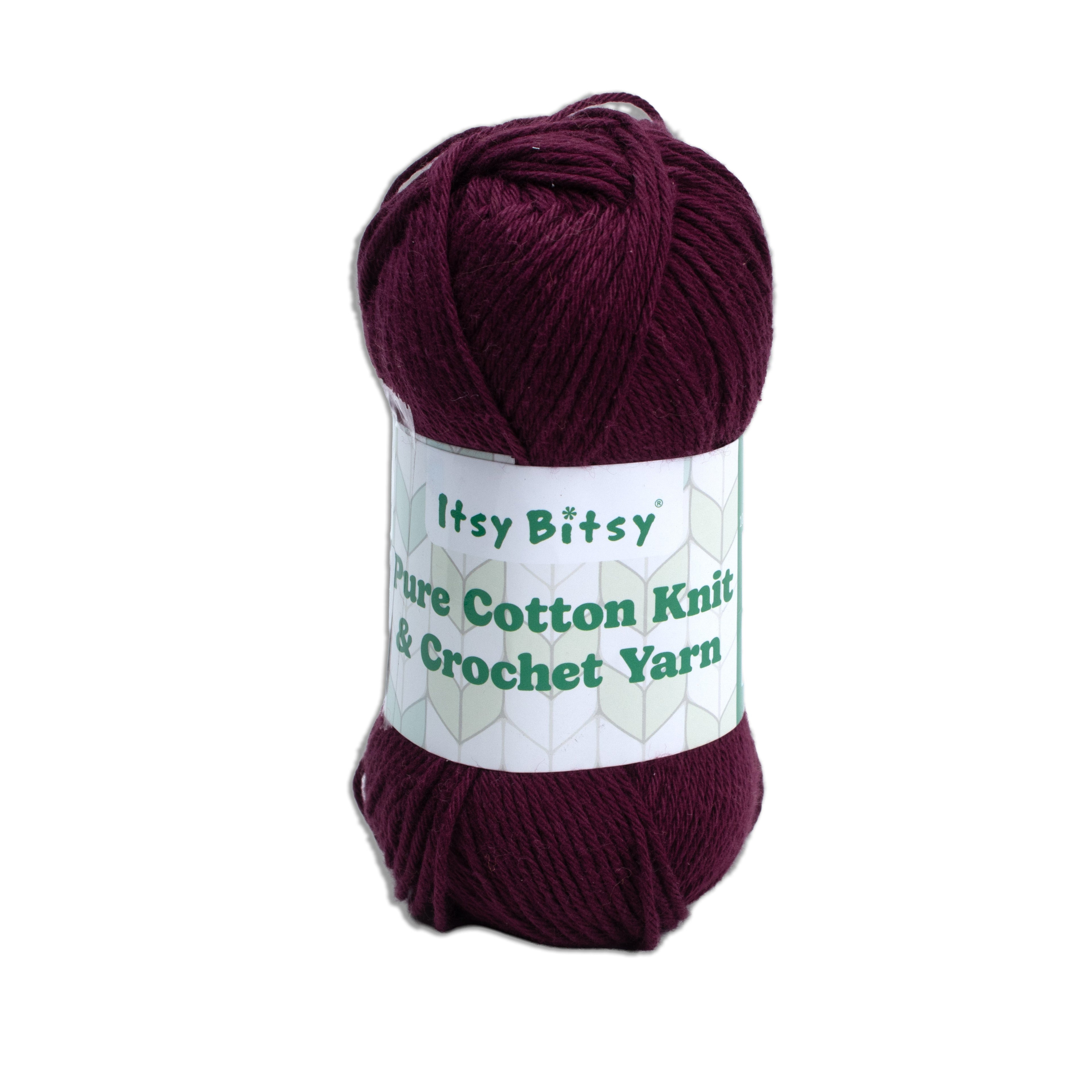Pure Cotton Knitting/Crochet Yarn 100% Cotton Red Wine 130m 50g