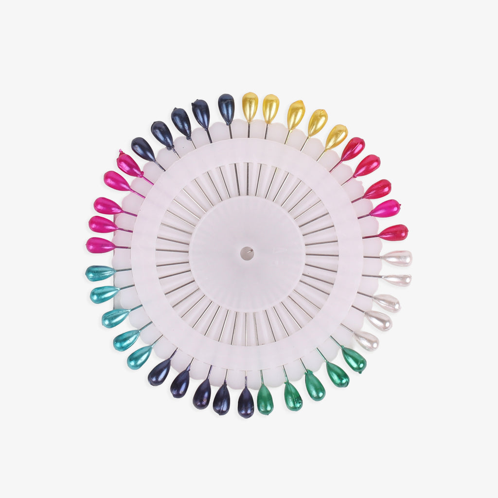 Pearl Head Scarf Pin Multicolour 40pcs Blister