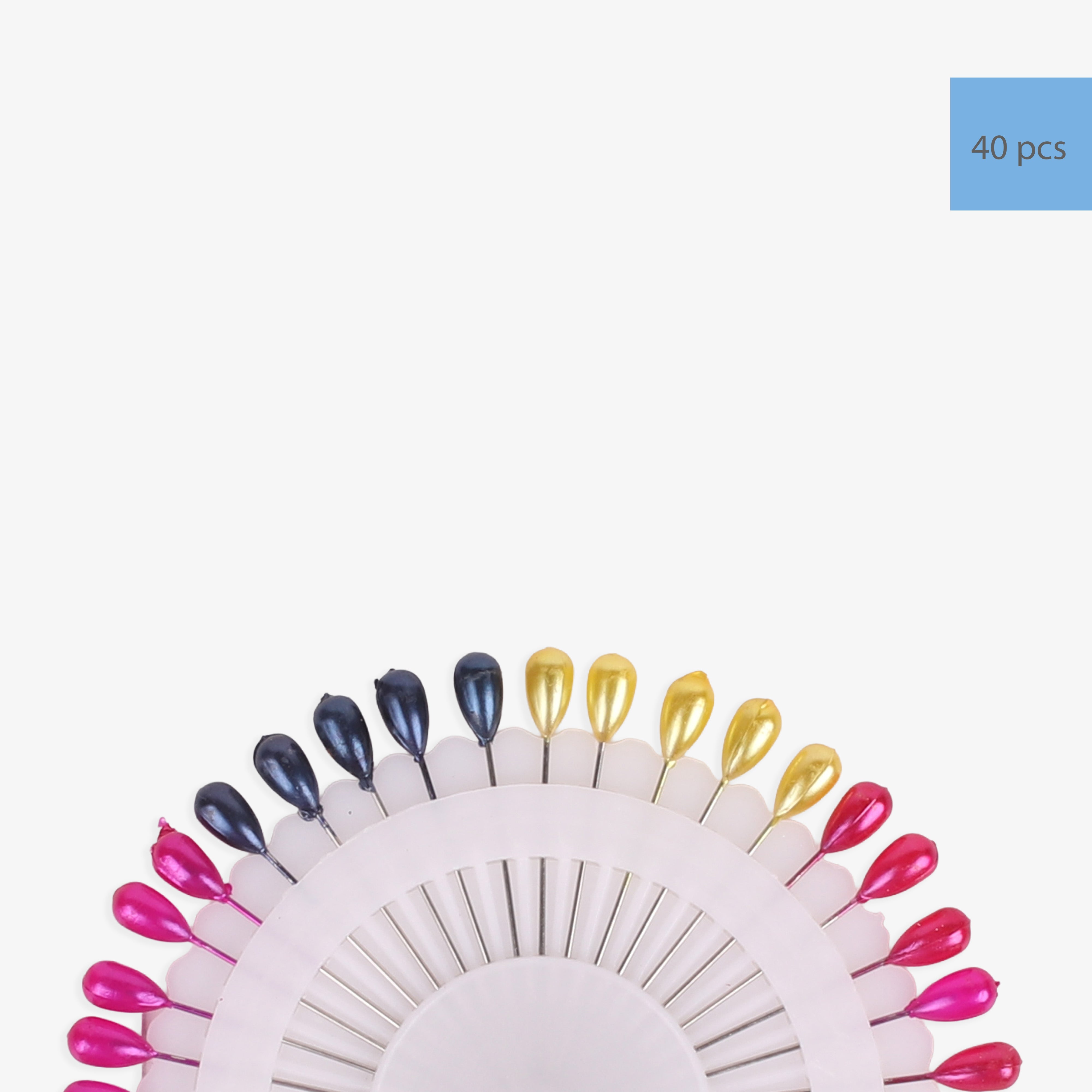 Pearl Head Scarf Pin Multicolour 40pcs Blister