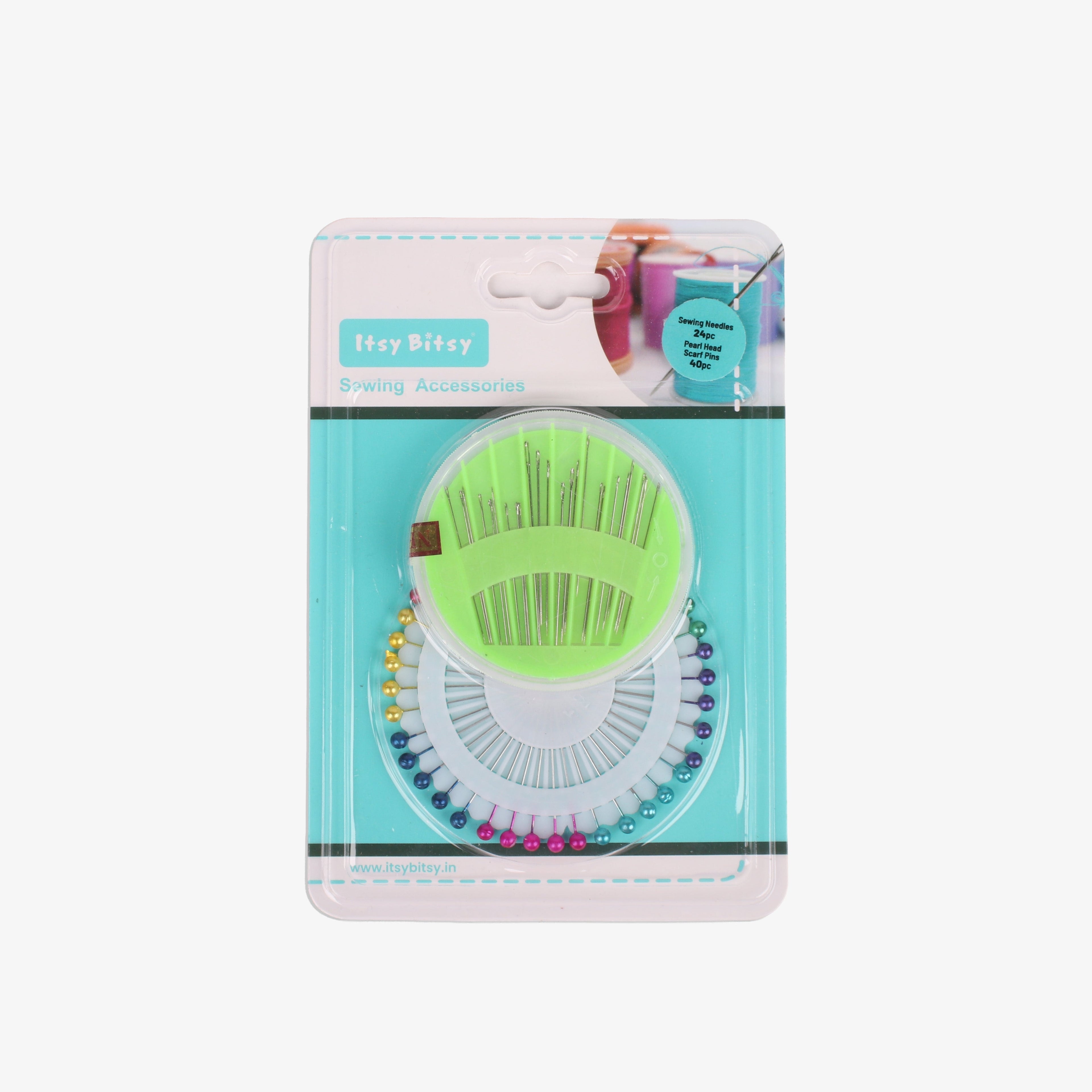 Compact Assorted Needle Set With Pearl Head Scarf Pin Multicoloured Blister