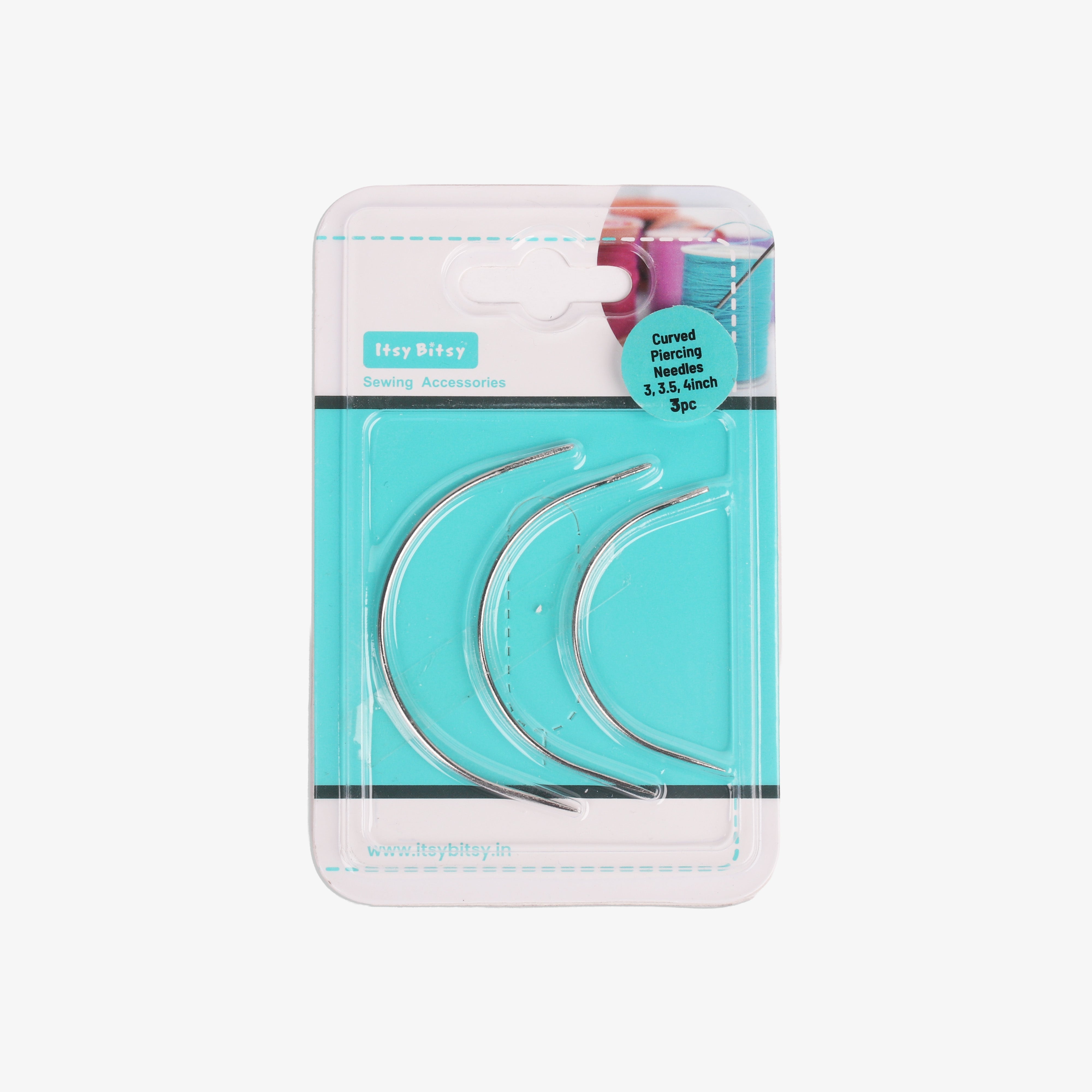 Curved Piercing Needle 3, 3.5 & 4inch 3pc Blister