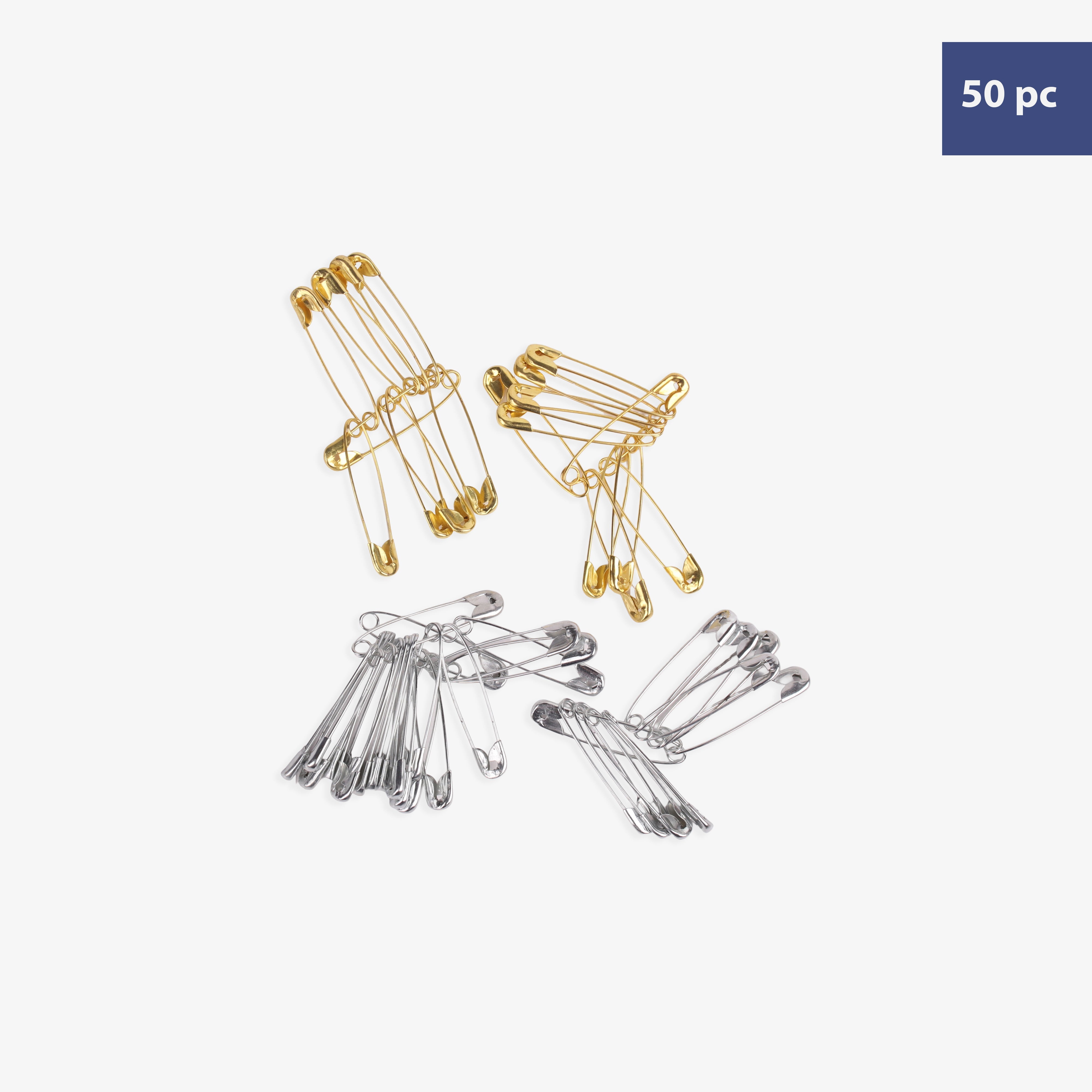 Safety Pin Gold/Silver 50pc Blister