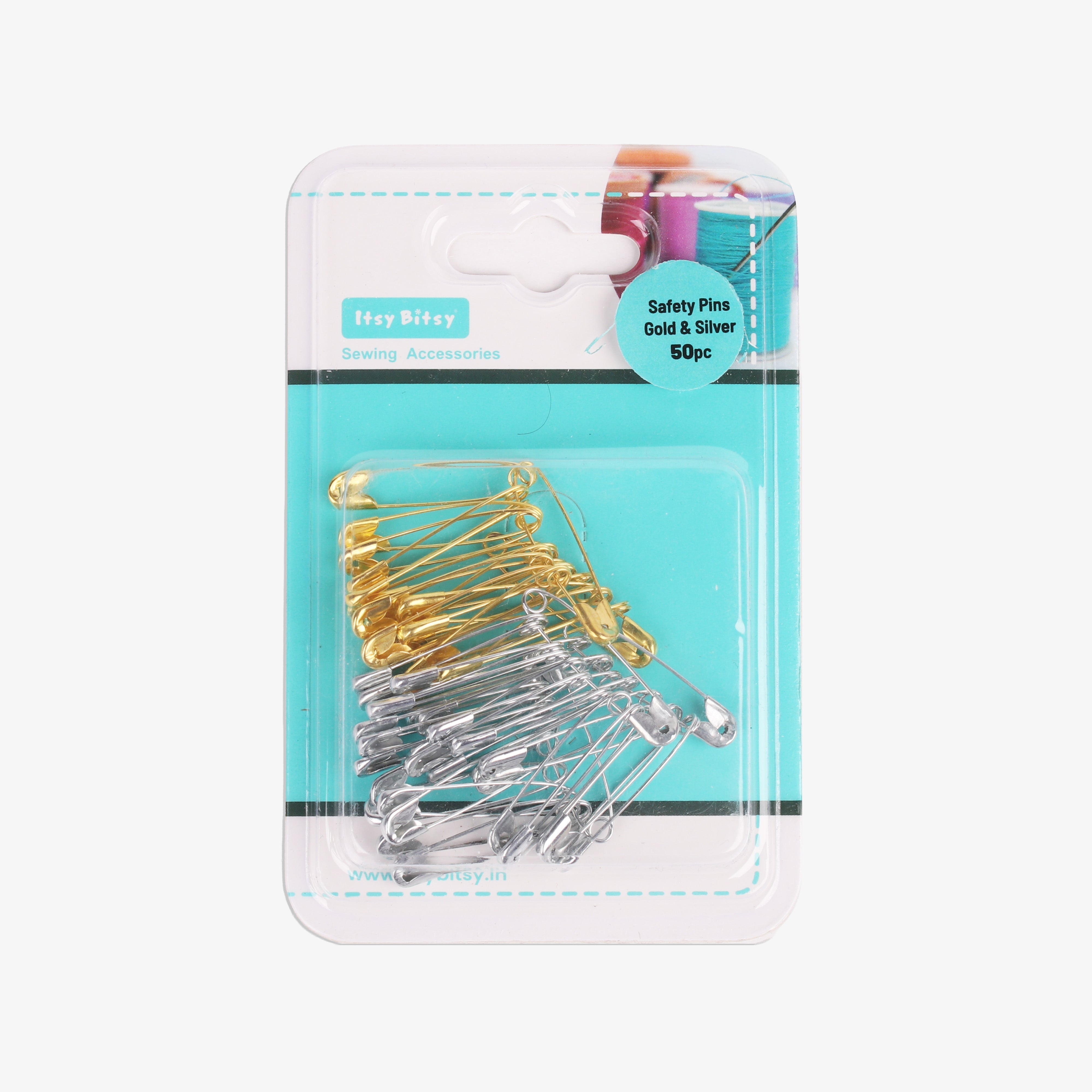 Safety Pin Gold/Silver 50pc Blister