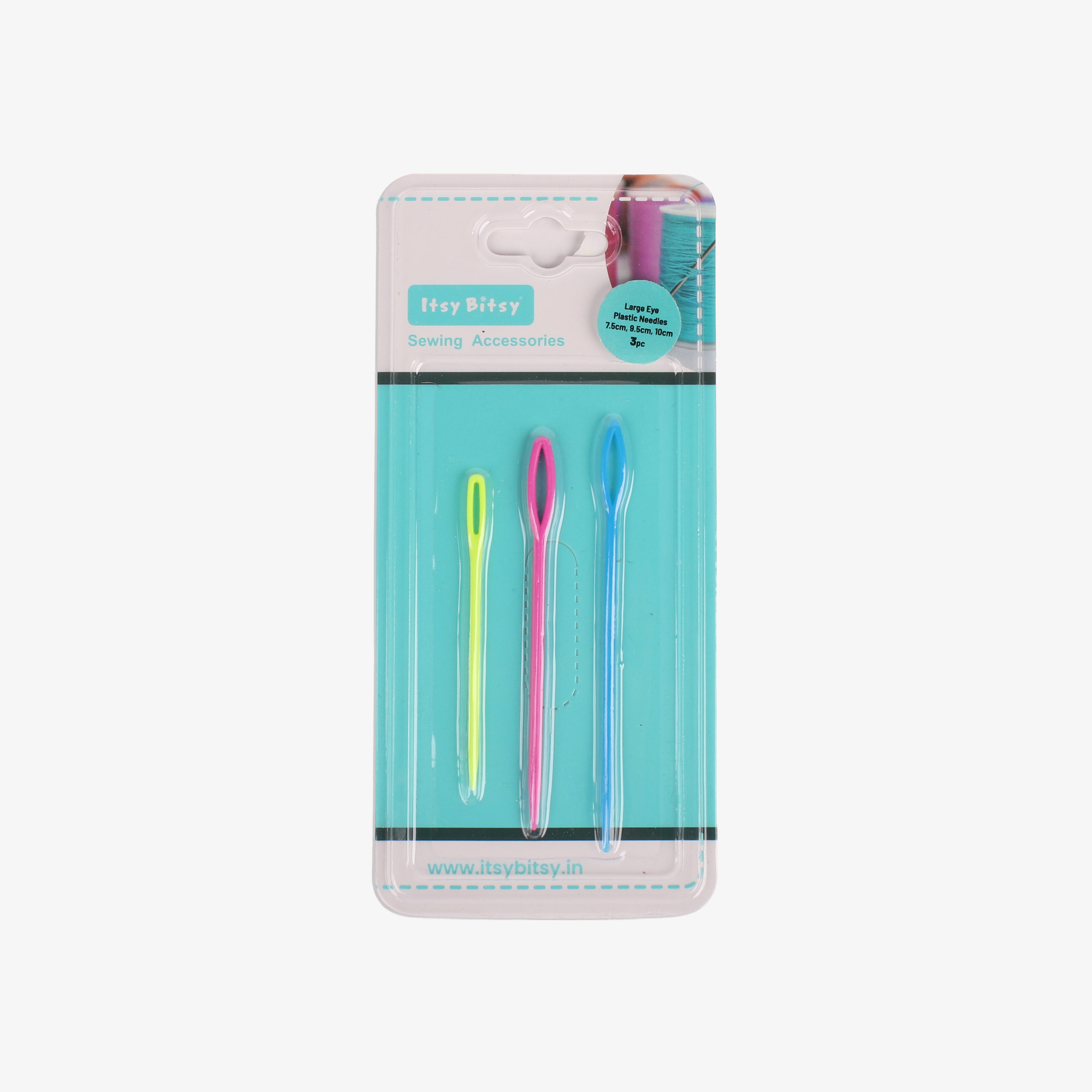 Large Eye Plastic Needle 7.5 cm, 9.5cm, 10cm 3pc set Blister