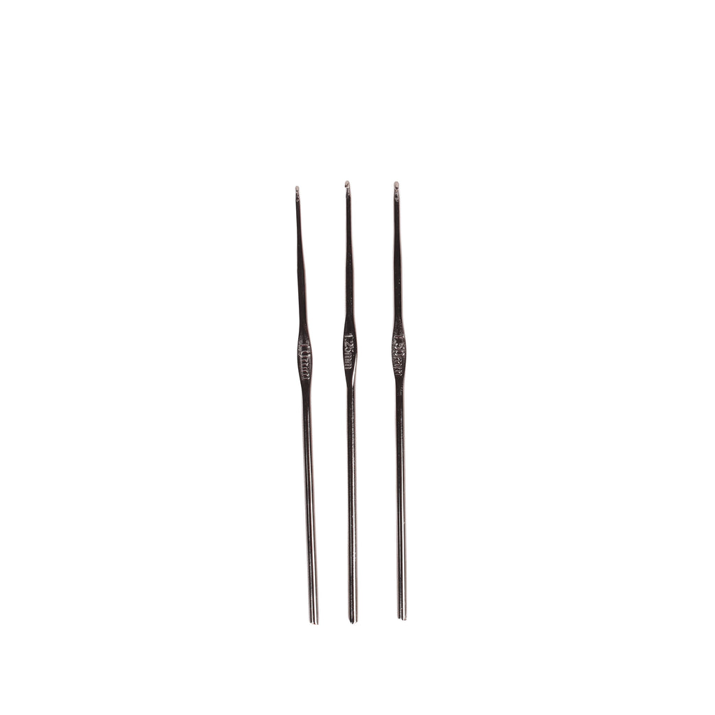 Crochet Hook Steel 1, 1.25, 1.5mm Silver 3pc Blister