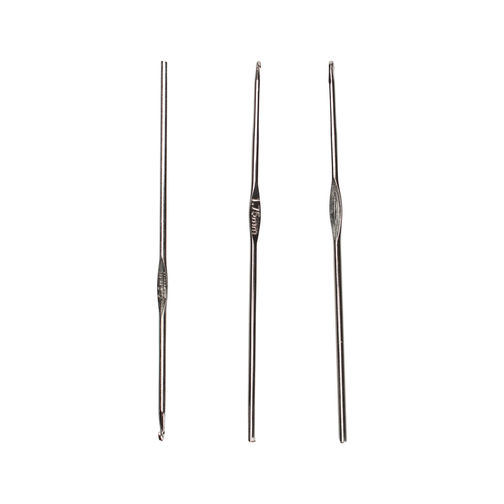 Crochet Hook Steel 1.75, 2, 2.5mm Silver 3pc Blister
