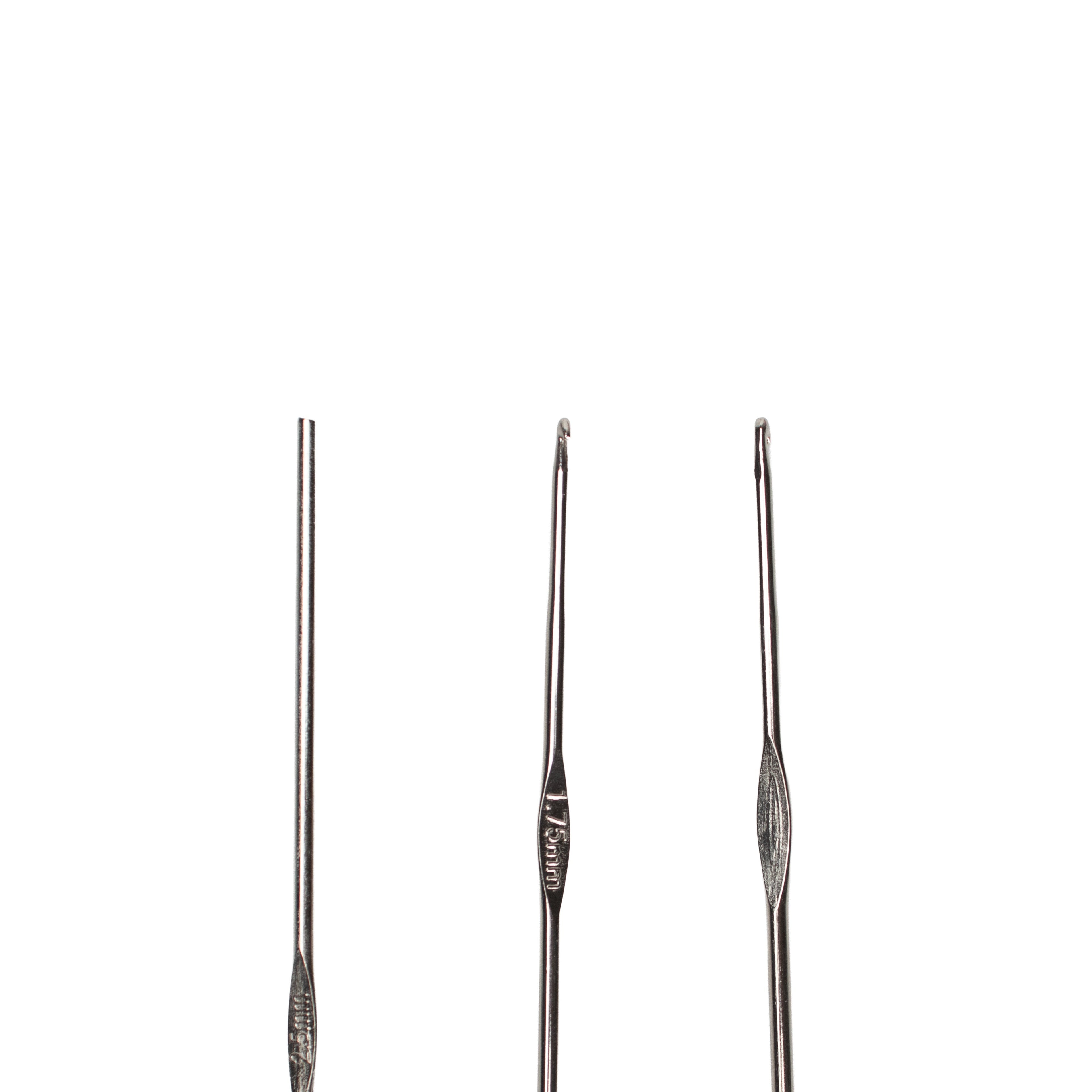 Crochet Hook Steel 1.75, 2, 2.5mm Silver 3pc Blister