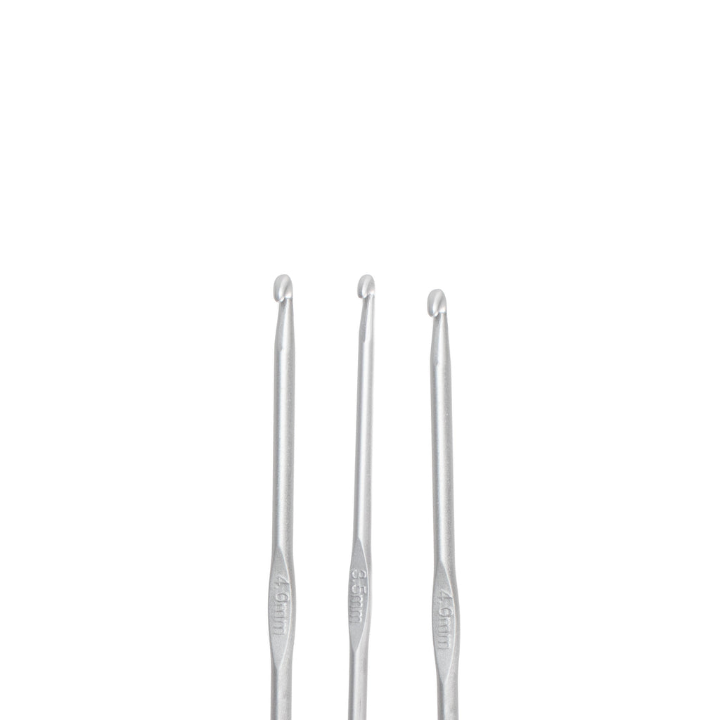 Aluminium Crochet Hook 3, 3.5, 4mm X 15cm 3pc Blister