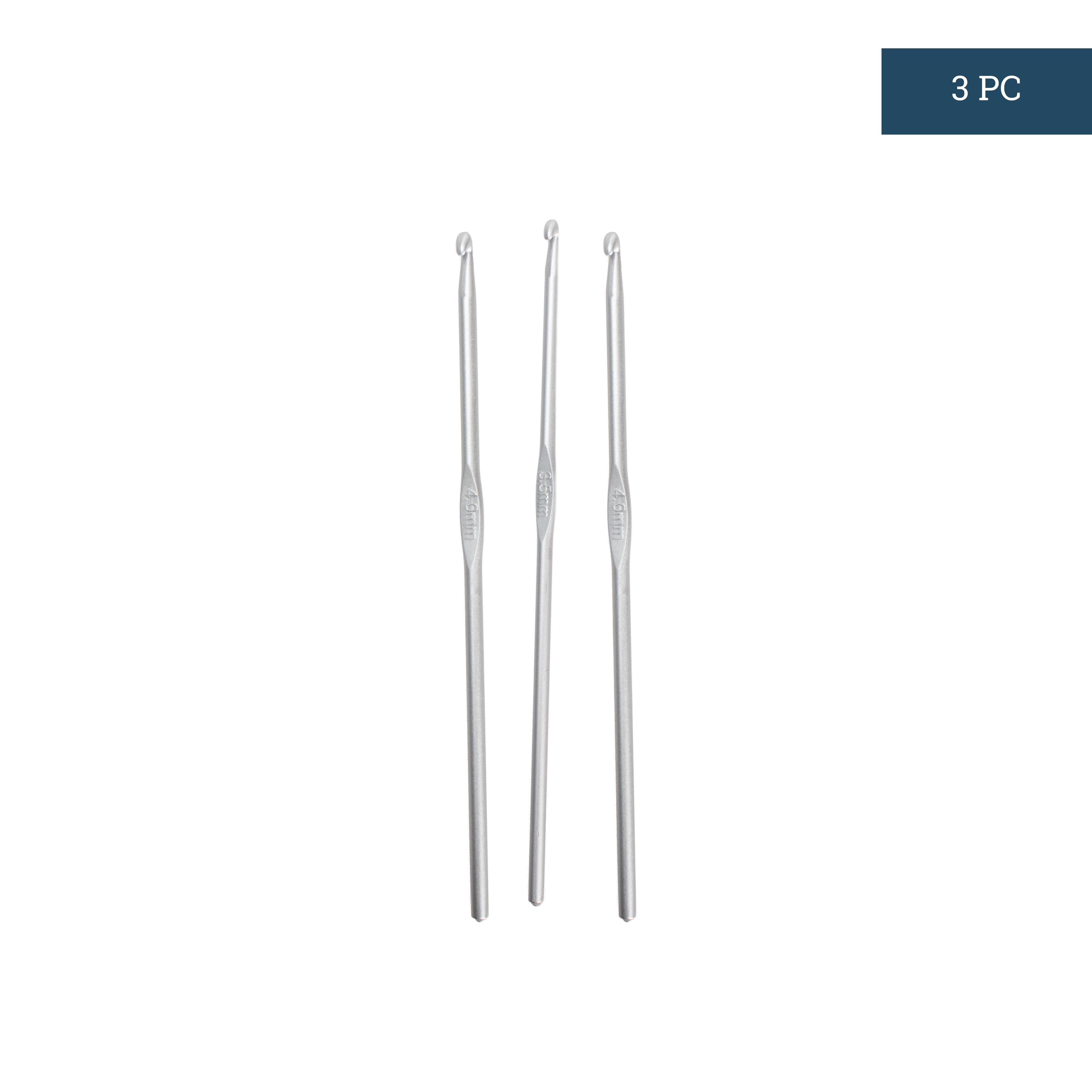 Aluminium Crochet Hook 3, 3.5, 4mm X 15cm 3pc Blister